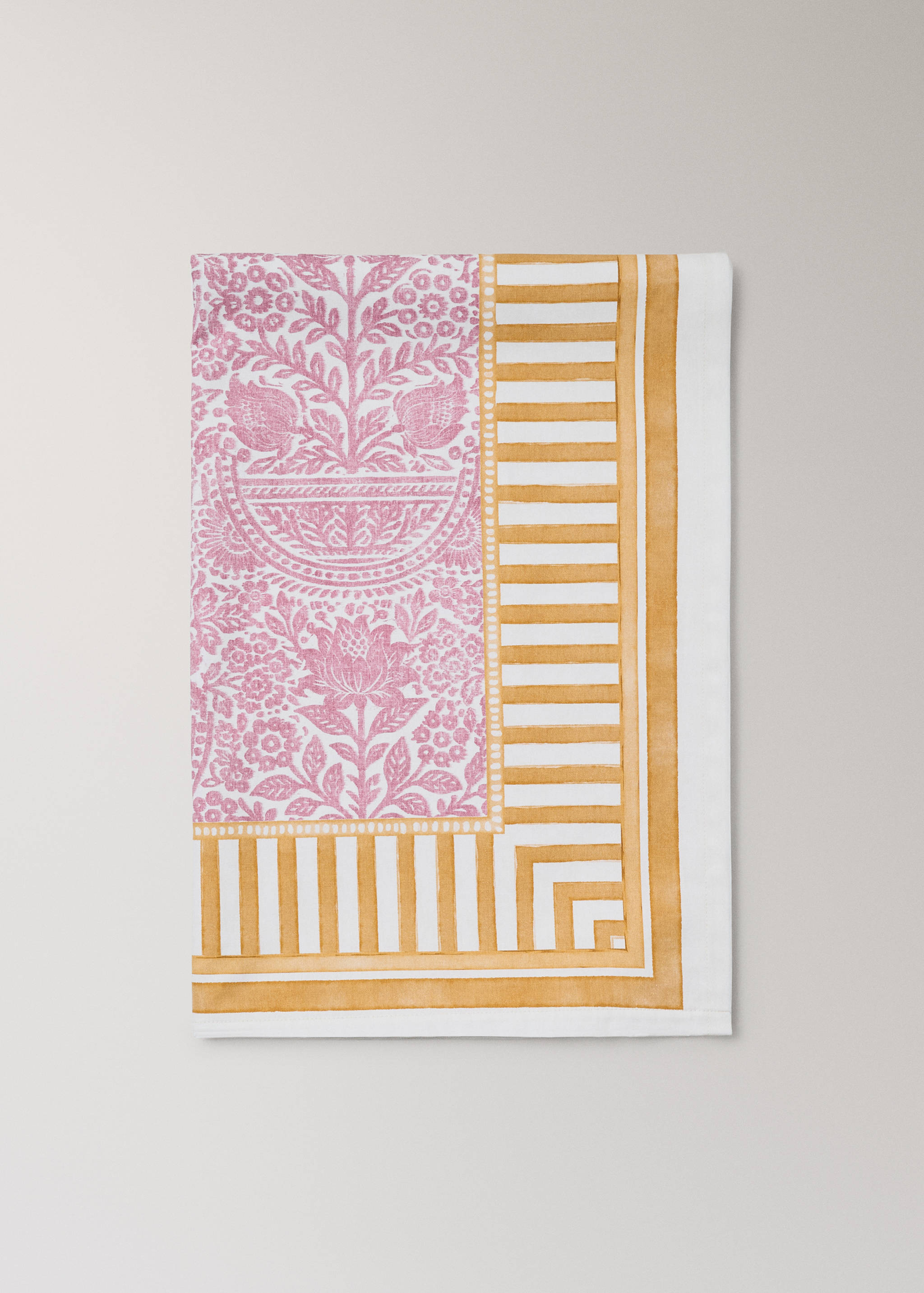 Cotton tablecloth with striped floral patterns for 6 to 8 guests - Article without model