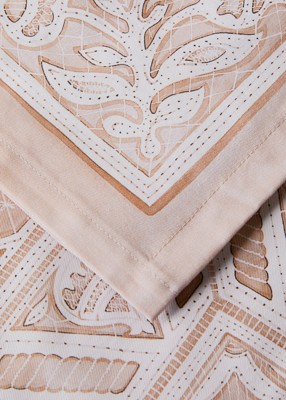 Cotton lace-effect tablecloth for 2 to 4 guests — Peach