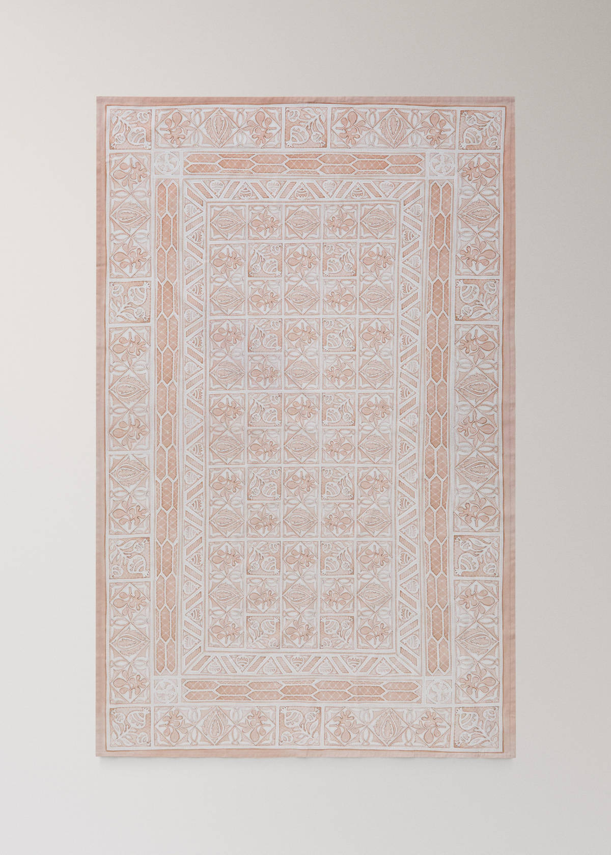 Cotton lace-effect tablecloth for 2 to 4 guests — Peach