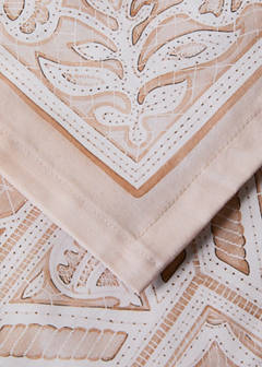 Cotton lace-effect tablecloth for 6 to 8 guests — Peach 2