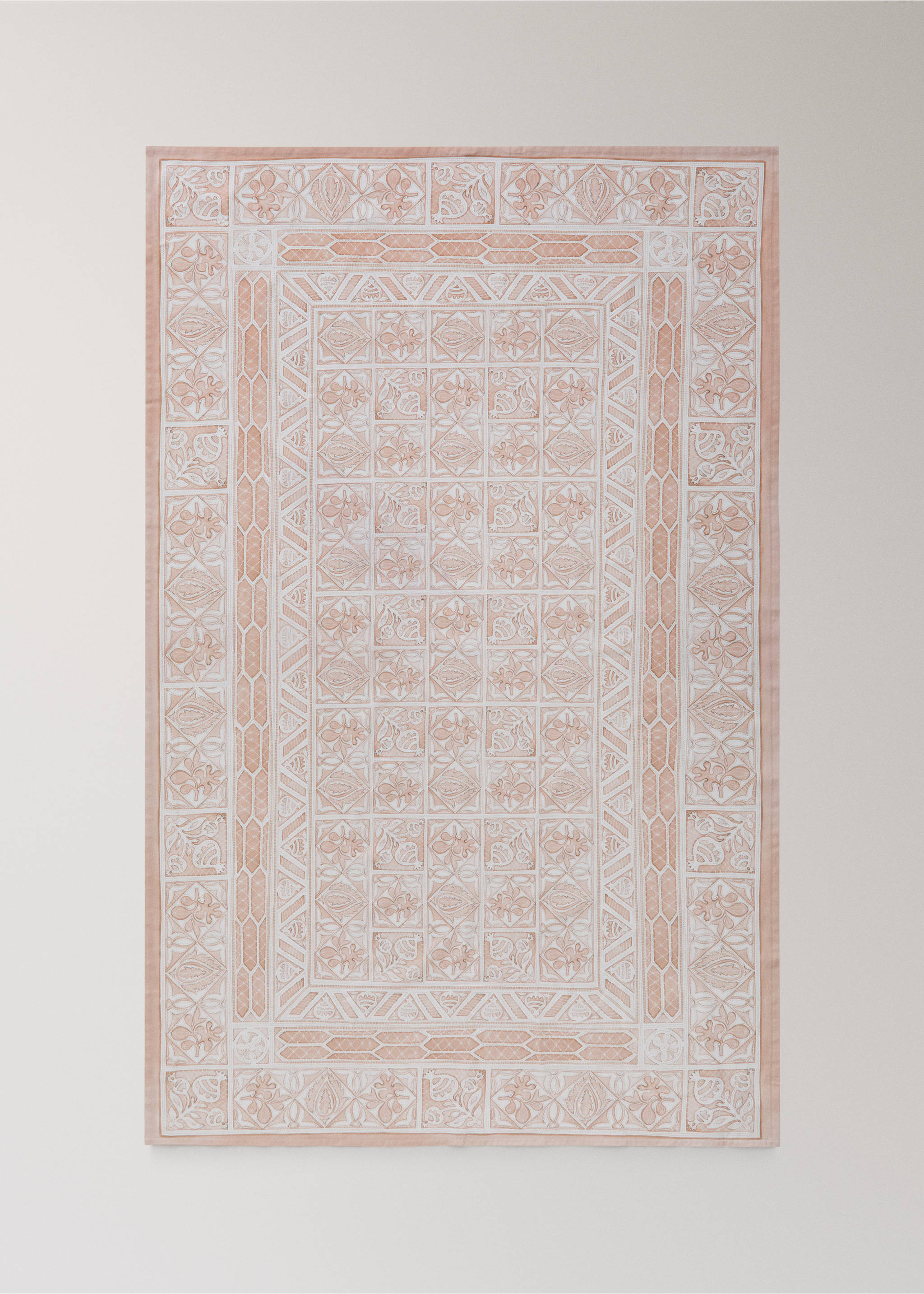 Cotton lace-effect tablecloth for 6 to 8 guests - Details of the article 3, Peach. Ref: 27001538-00.