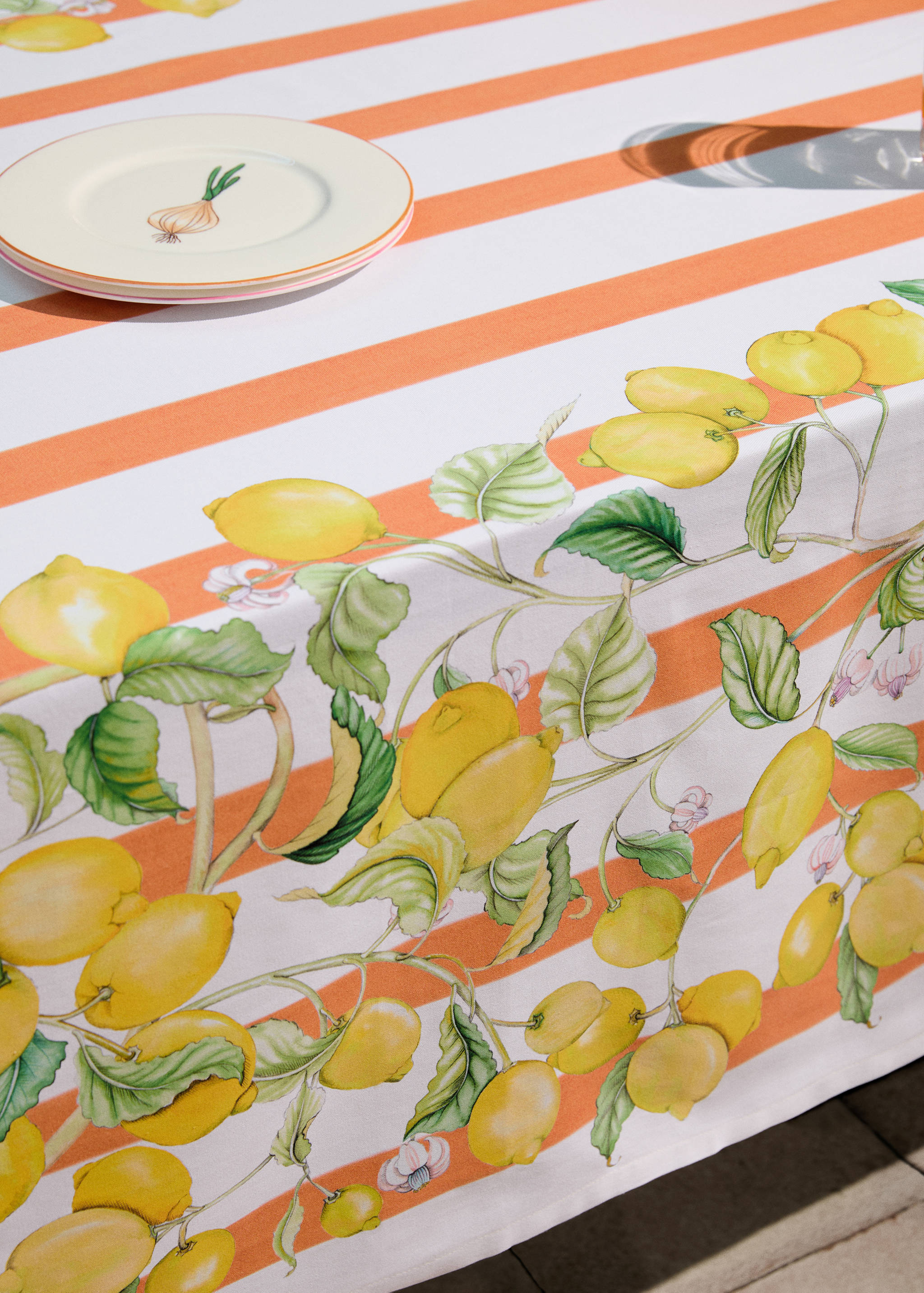 Mantel algodón estampado limones rayas 8 a 10 comensales - Detalle del artículo 7