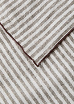 Linen cotton tablecloth with striped design for 2 to 4 diners — Light/Pastel Brown 2