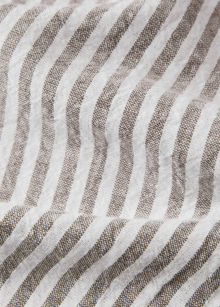 Linen cotton tablecloth with striped design for 2 to 4 diners — Light/Pastel Brown
