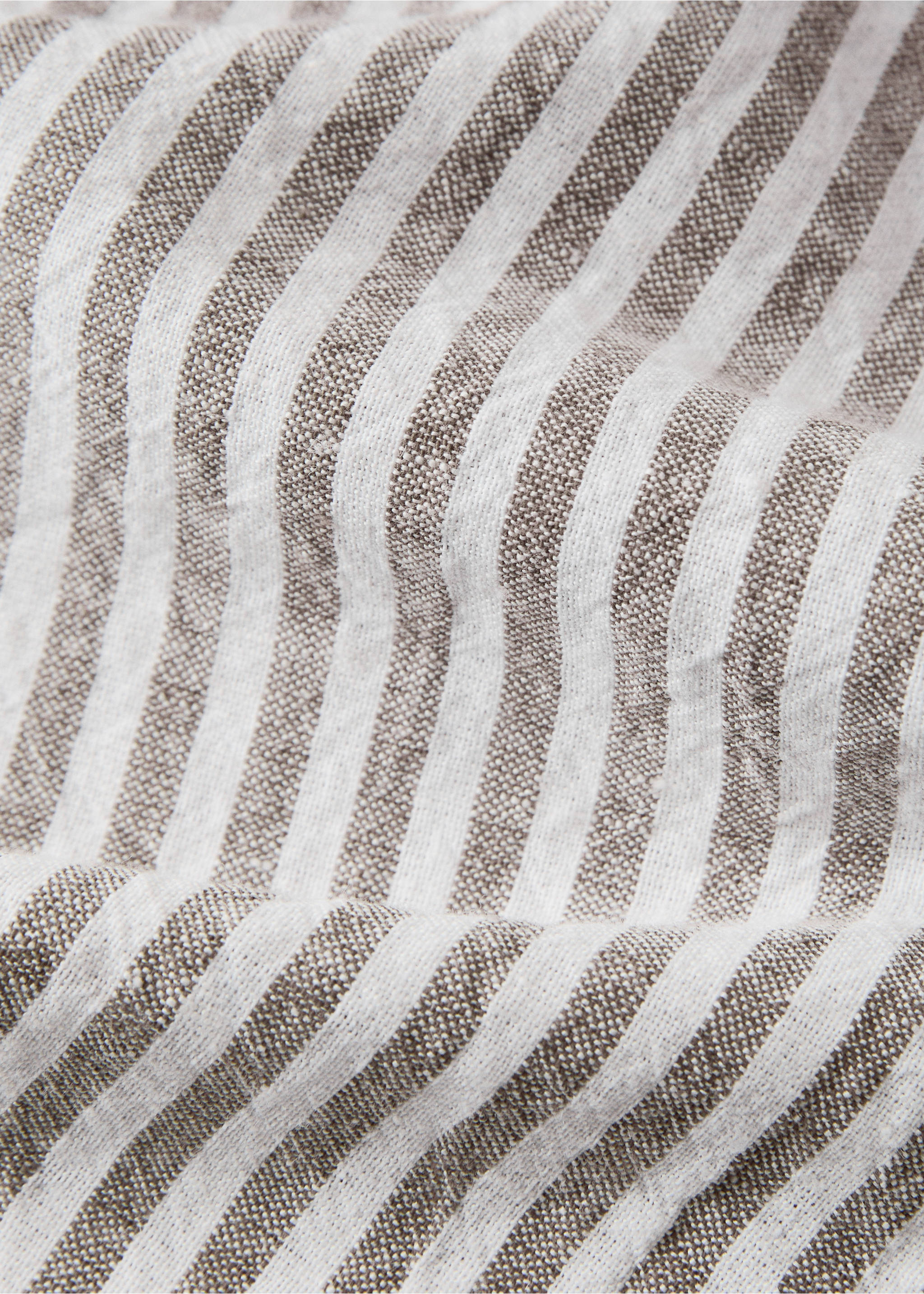 Linen cotton tablecloth with striped design for 2 to 4 diners - Details of the article 2, Light/Pastel Brown. Ref: 27001545-00.