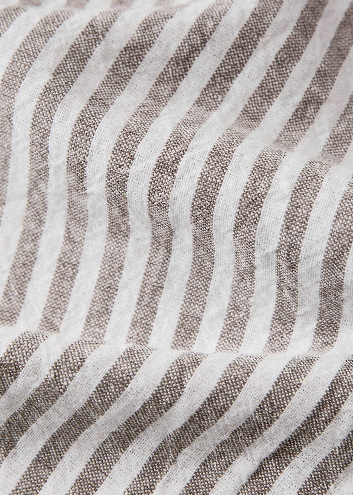 Linen cotton tablecloth with striped design for 2 to 4 diners — Light/Pastel Brown