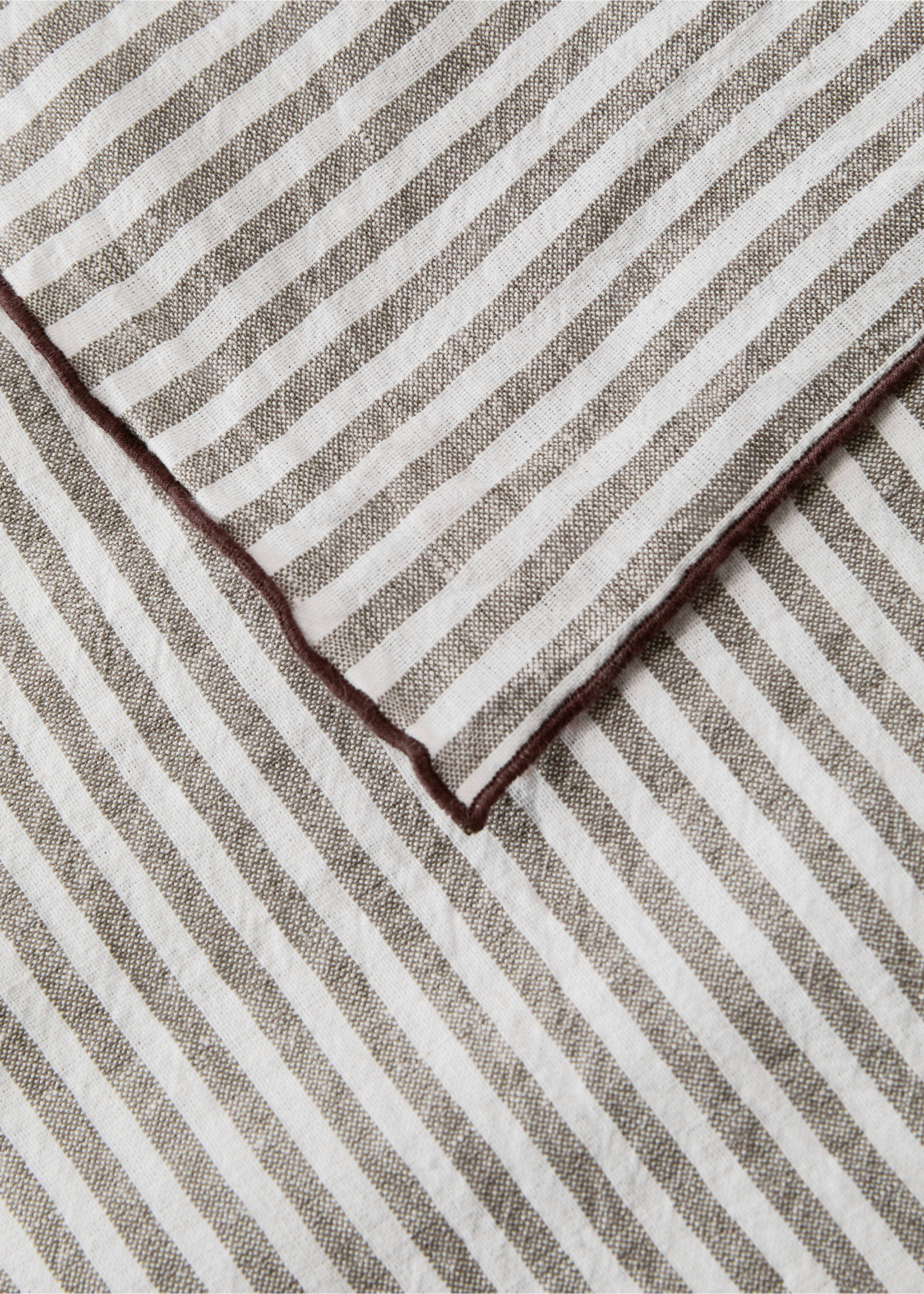Linen cotton tablecloth with striped design for 6 to 8 diners - Details of the article 1, Light/Pastel Brown. Ref: 27001546-00.
