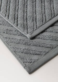 Cotton terry hand towel with diagonal structure — Indigo Blue 3