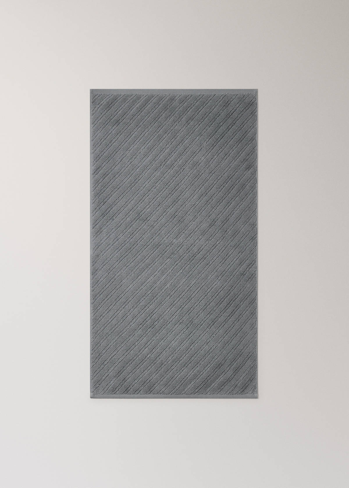 Cotton terry hand towel with diagonal structure — Indigo Blue