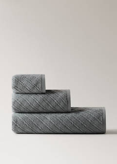 Cotton terry hand towel with diagonal structure — Indigo Blue 6