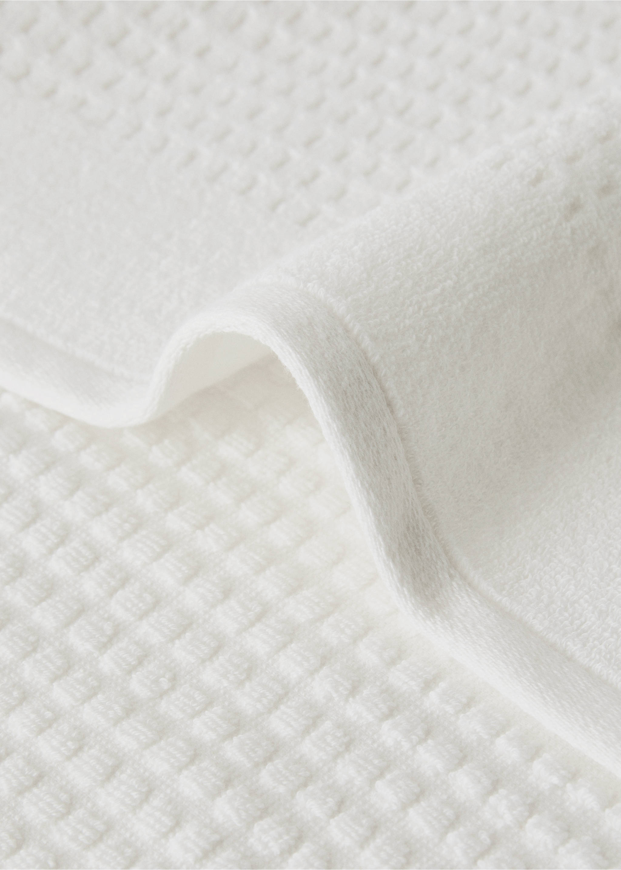 Terry cotton face towel - Details of the article 1, Off White. Ref: 27001555-00.