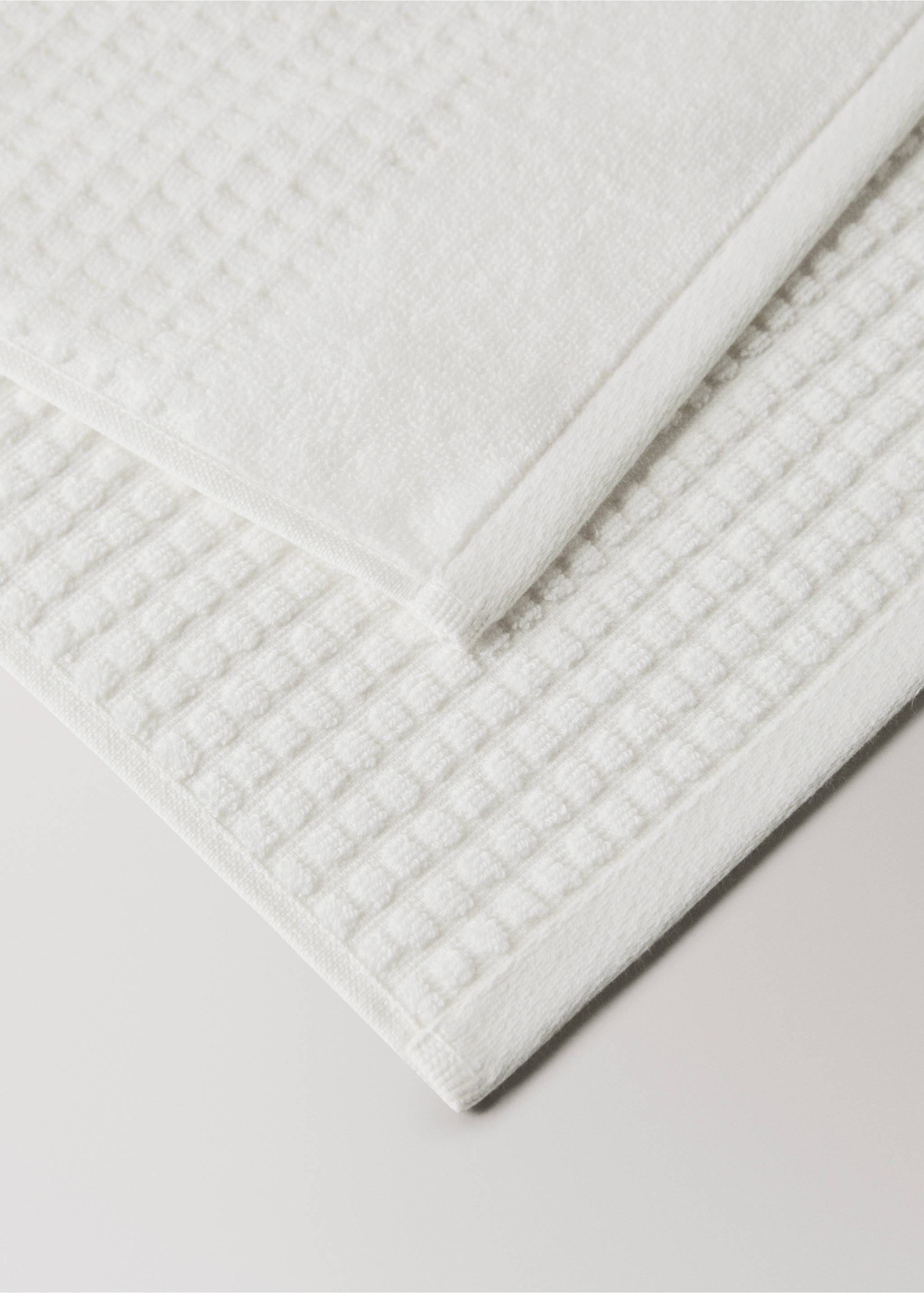 Terry cotton face towel - Details of the article 2, Off White. Ref: 27001555-00.