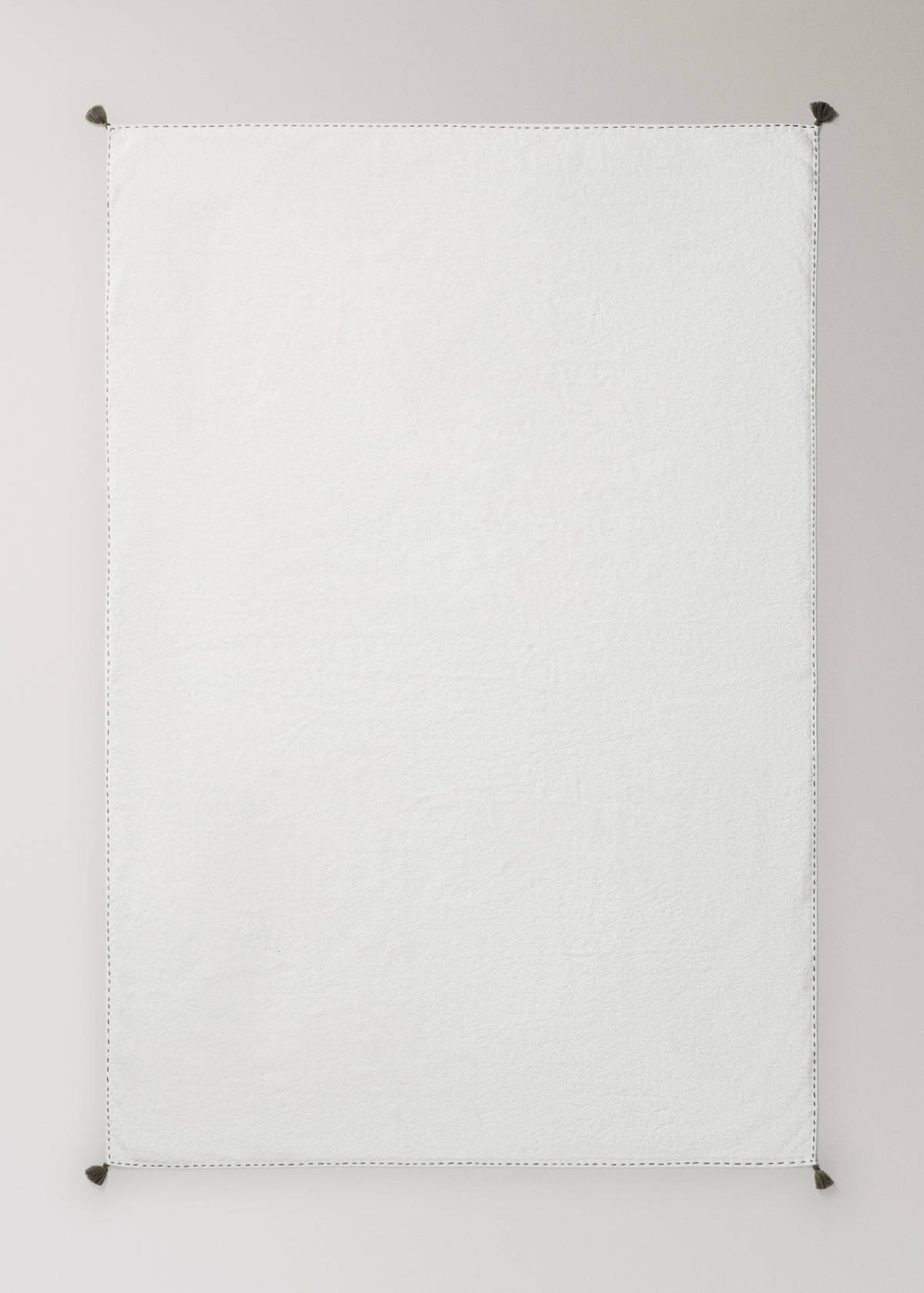 Bath towel with topstitch finish and pompom detail — Off White
