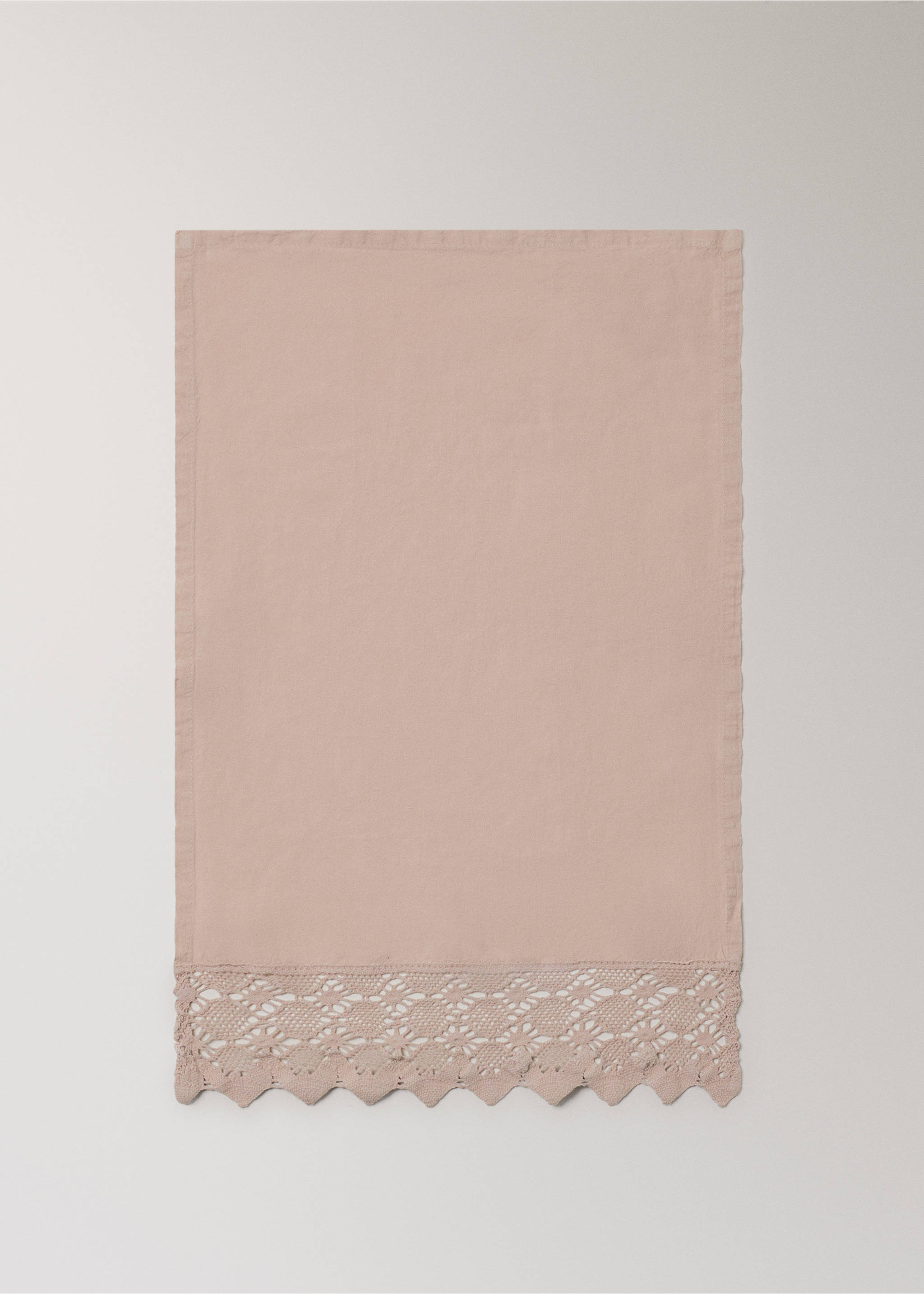 Linen towel with lace edging - Article without model, Peach. Ref: 27001570-00.