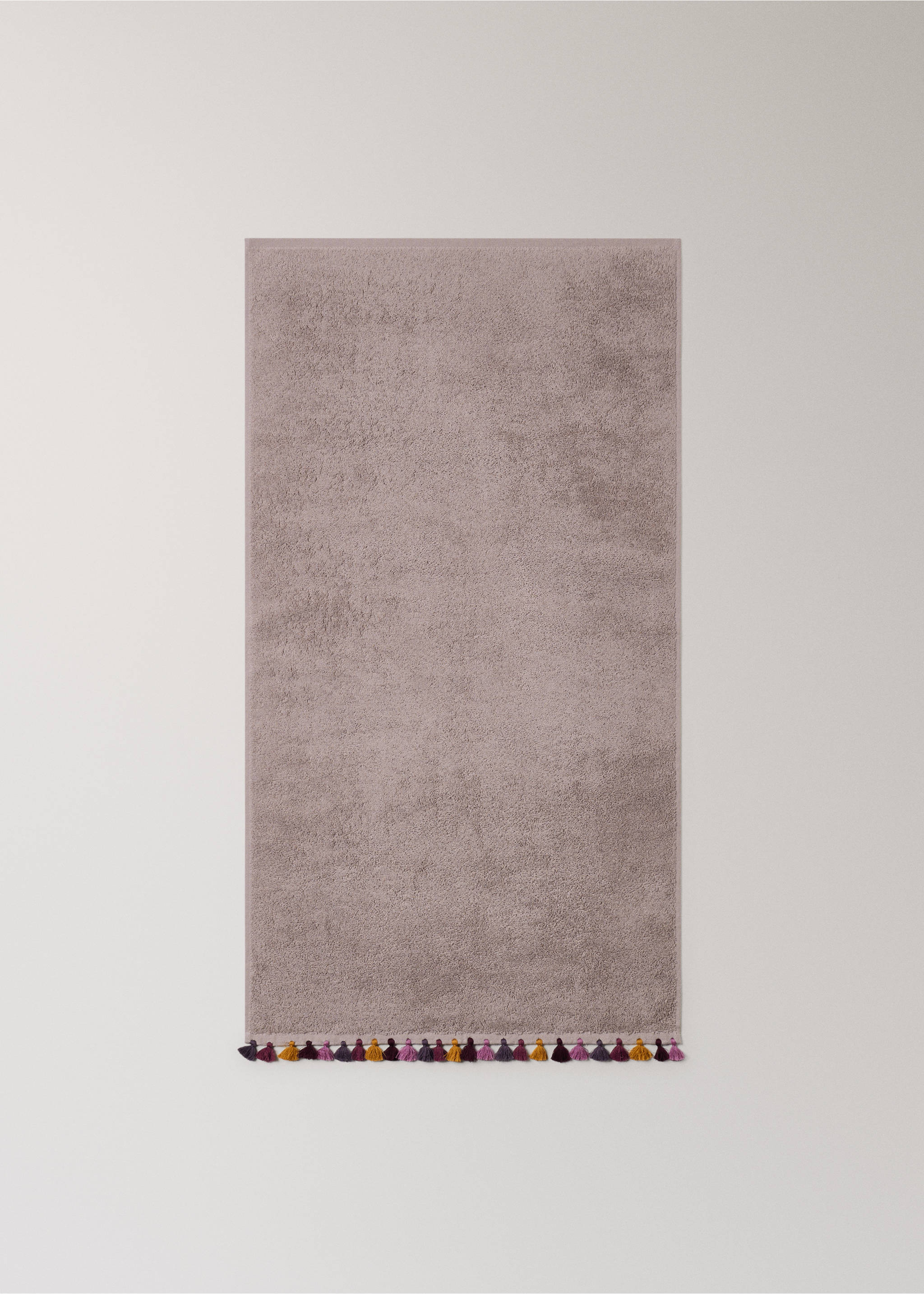 Ručnik za umivaonik od pamučnog frotira s pomponom - Detalji artikla 3, Boja lavande. Ref: 27001575-00.