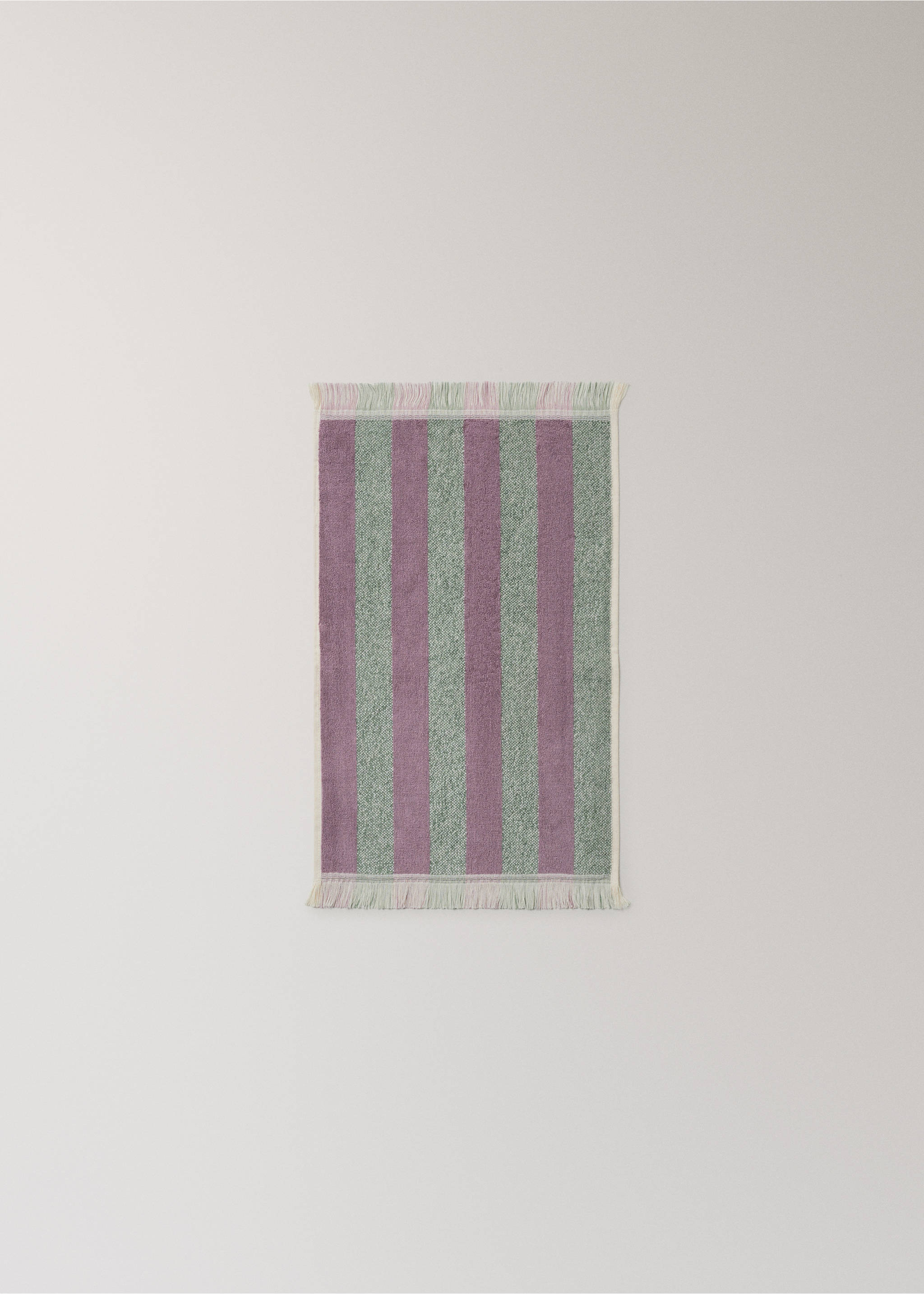 Πετσέτα χεριών βαμβακερή με ρίγες και κρόσσια. - Λεπτομέρεια του προϊόντος 3, Μπλε. Ref: 27001577-00.