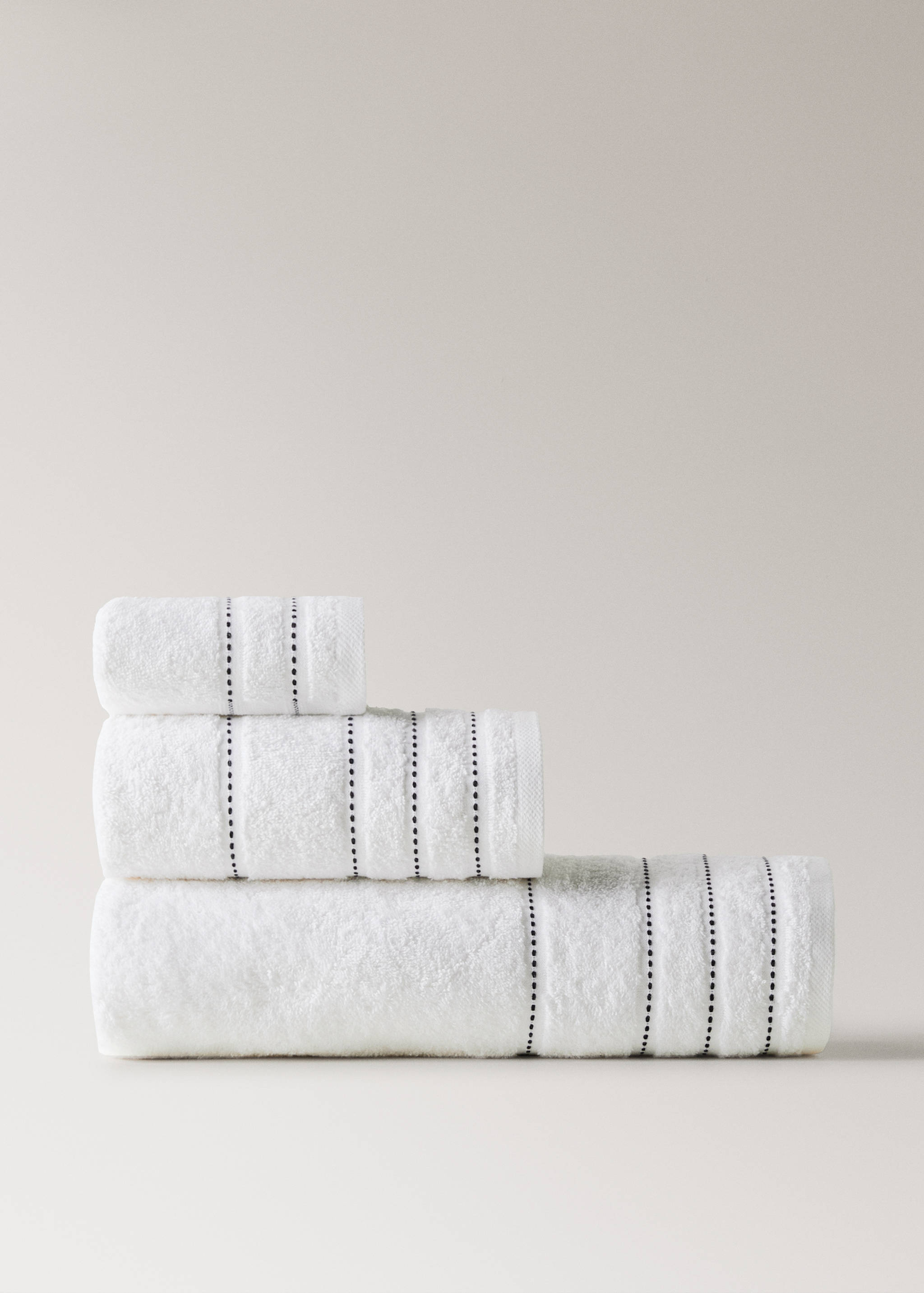 Cotton washbasin towel with embroidered dots - Article without model