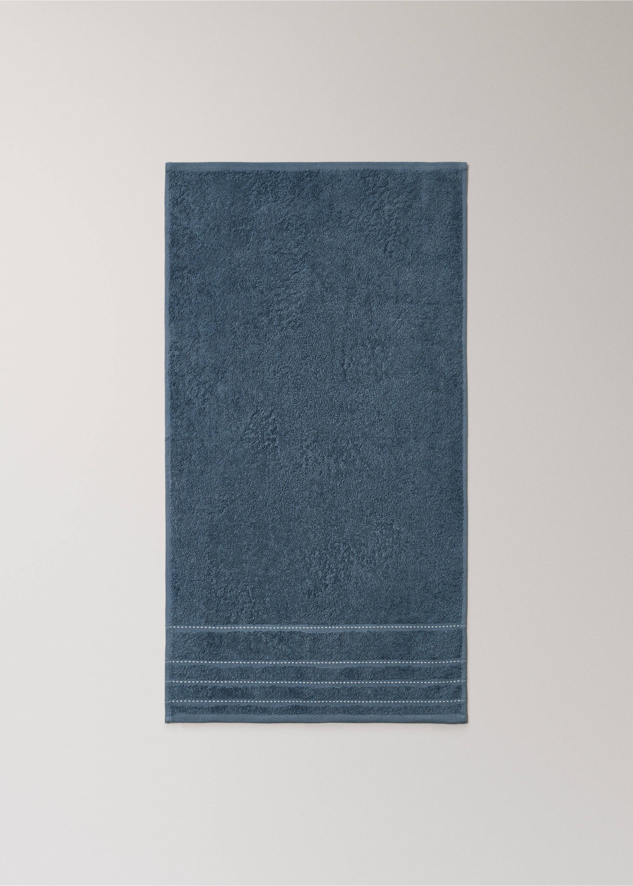 Cotton washbasin towel with embroidered dots - Details of the article 3, Blue. Ref: 27001585-00.
