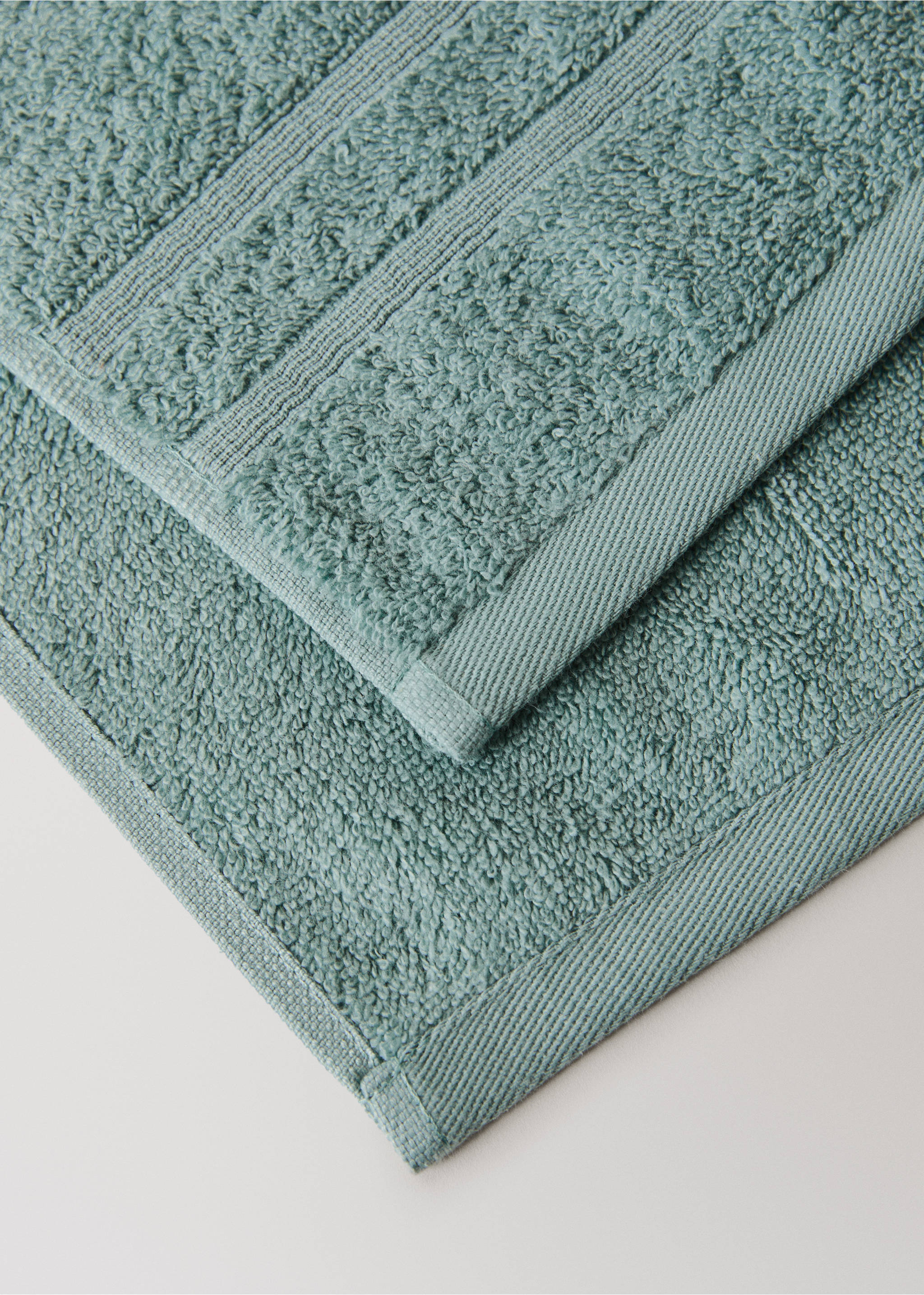 Terry cotton face towel - Details of the article 2, Aqua Green. Ref: 27001589-00.
