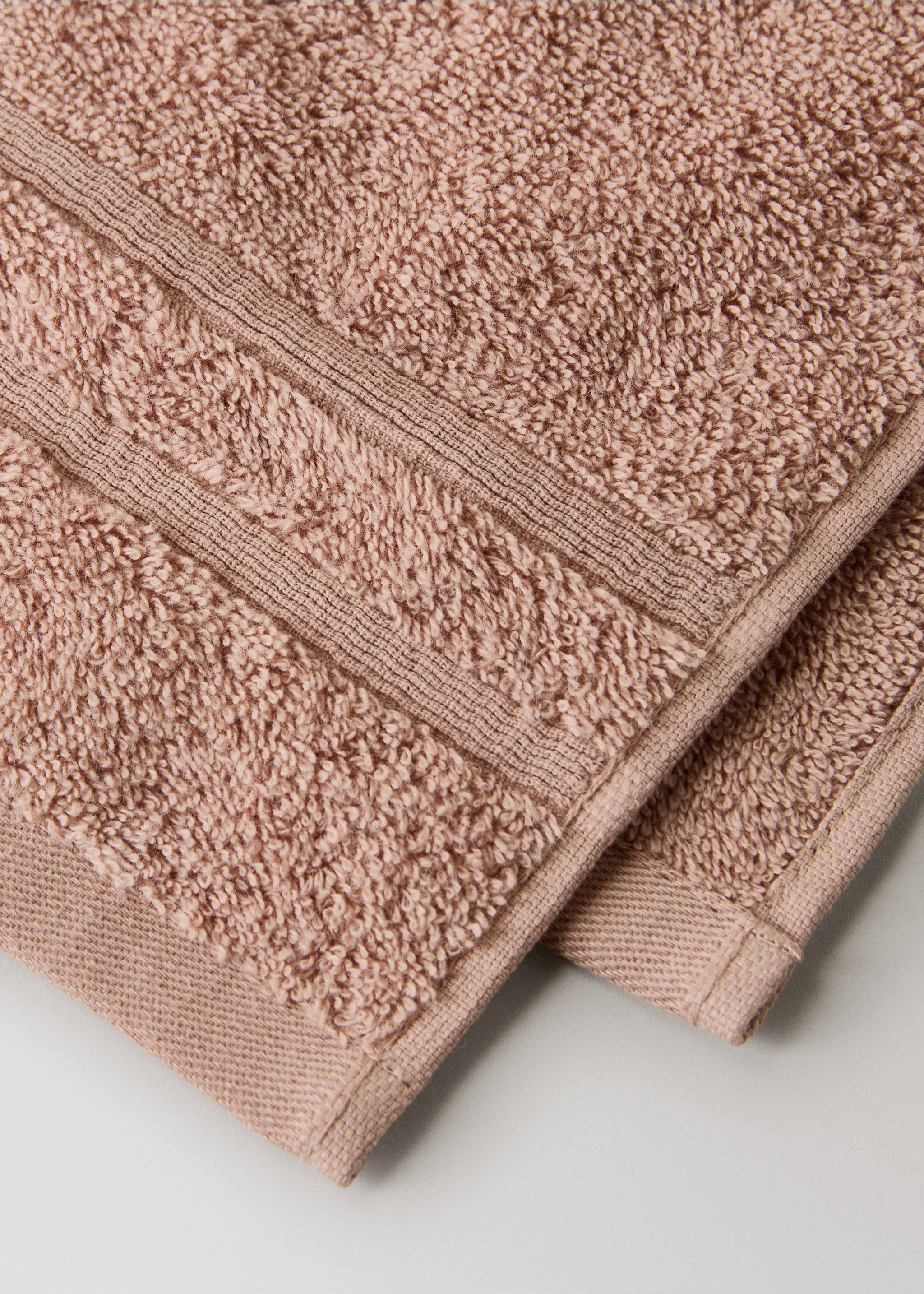Terry cotton face towel - Details of the article 2, Nude. Ref: 27001589-00.