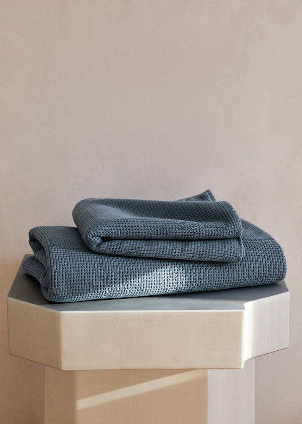 Reversible cotton washbasin towel — Indigo Blue