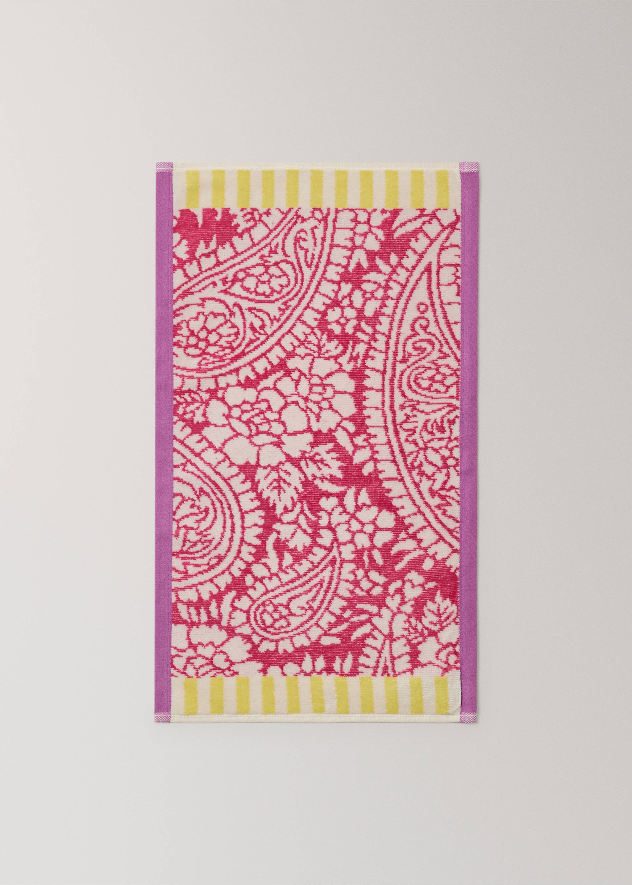 Toalha de mãos de jacquard de tecido turco de algodão multicolor - Pormenor do artigo 3, Rosa. Ref: 27001611-00.