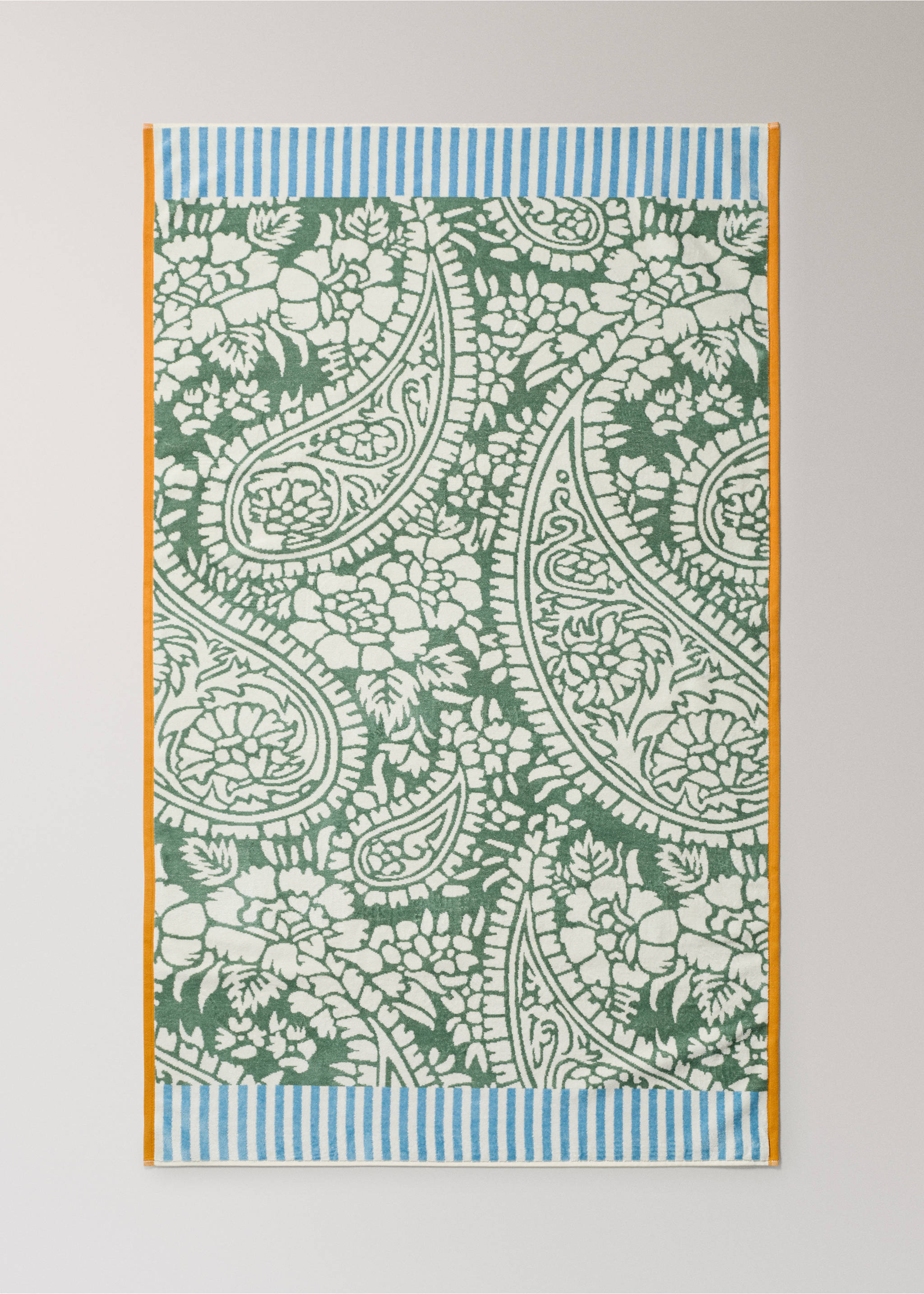 Multicolor jacquard cotton terry bath towel - Details of the article 3, Emerald Green. Ref: 27001612-00.