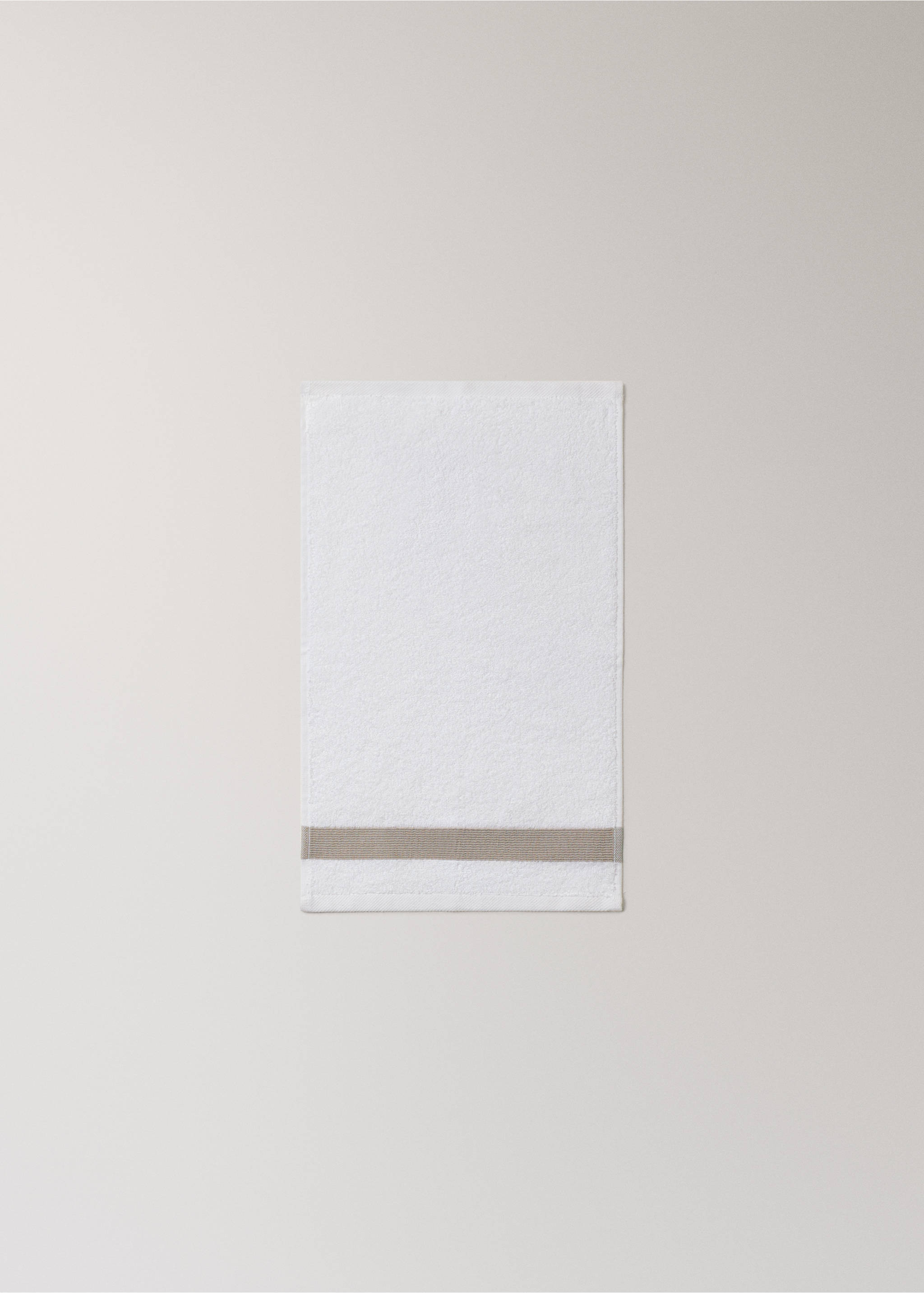 Multicoloured striped jacquard cotton guest towel - Details of the article 3, Ecru. Ref: 27001615-00.