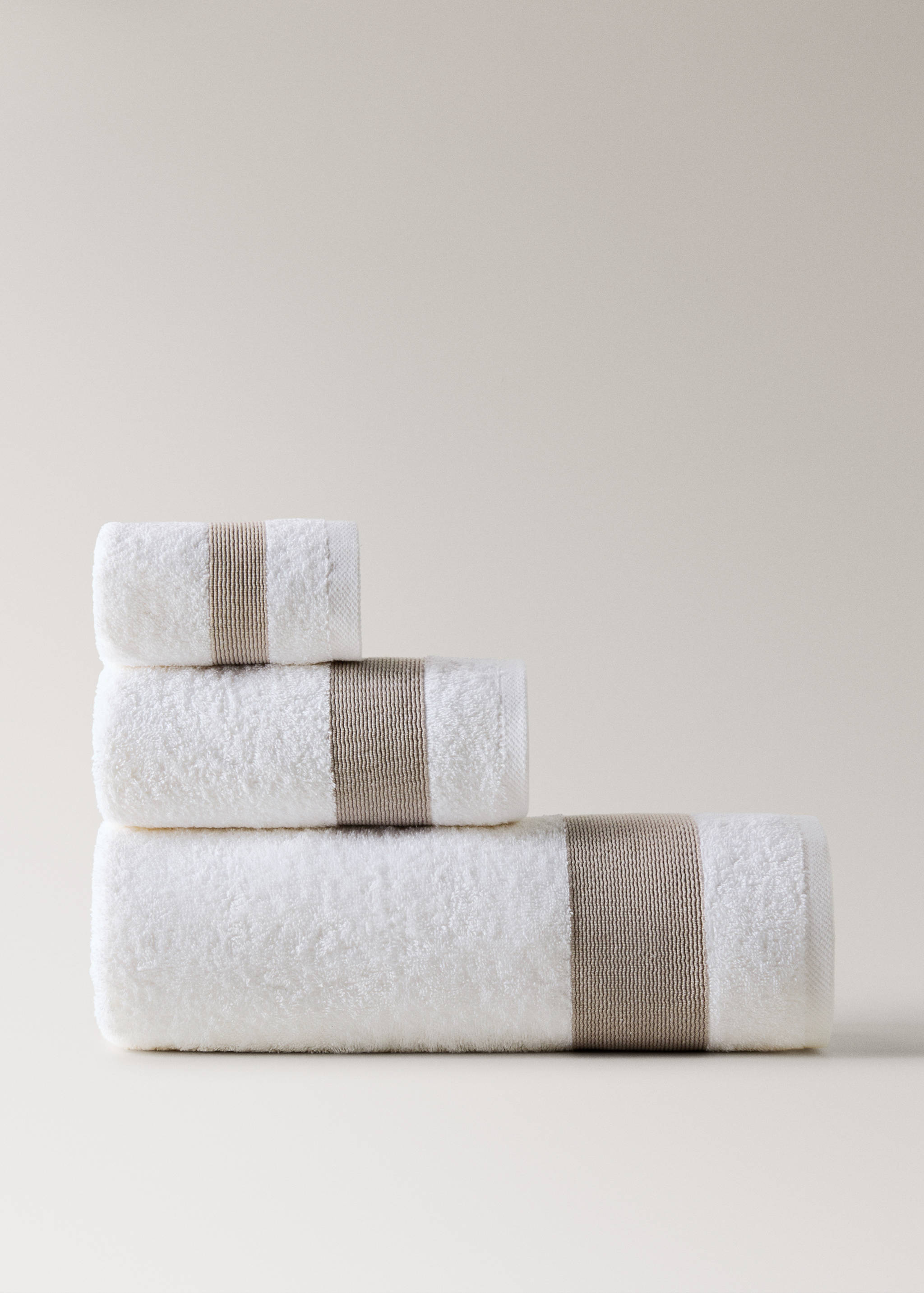 Multicoloured striped jacquard cotton guest towel - Article without model