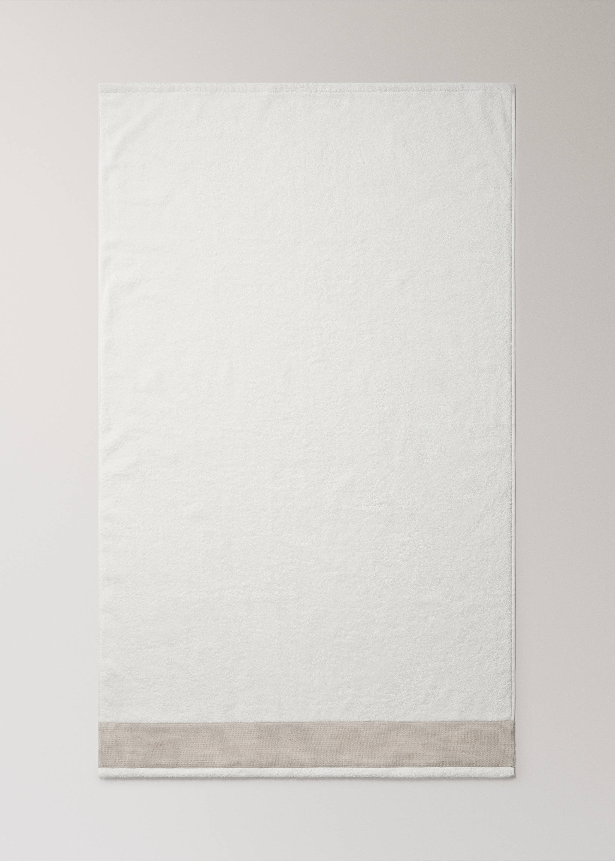 Drap de bain coton bouclette finition lin - Détail de l'article 3, Blanc. Ref: 27001616-00.