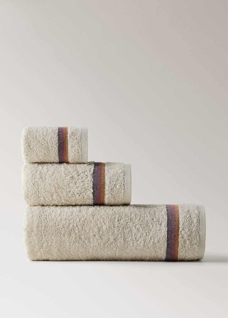Hand towel with striped trim — Lavender