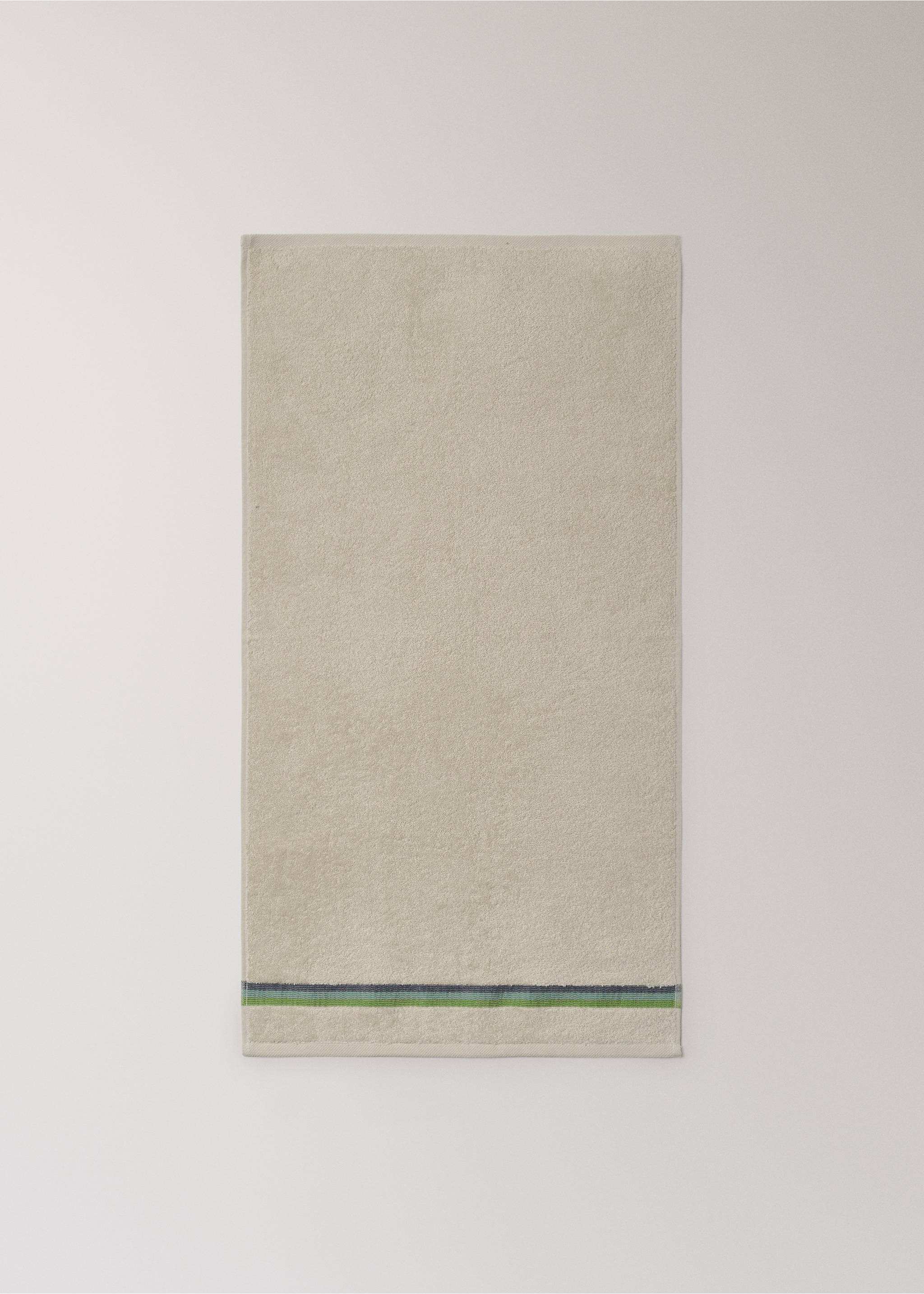 Washbasin towel with striped trim - Details of the article 3, Aqua Green. Ref: 27001620-00.