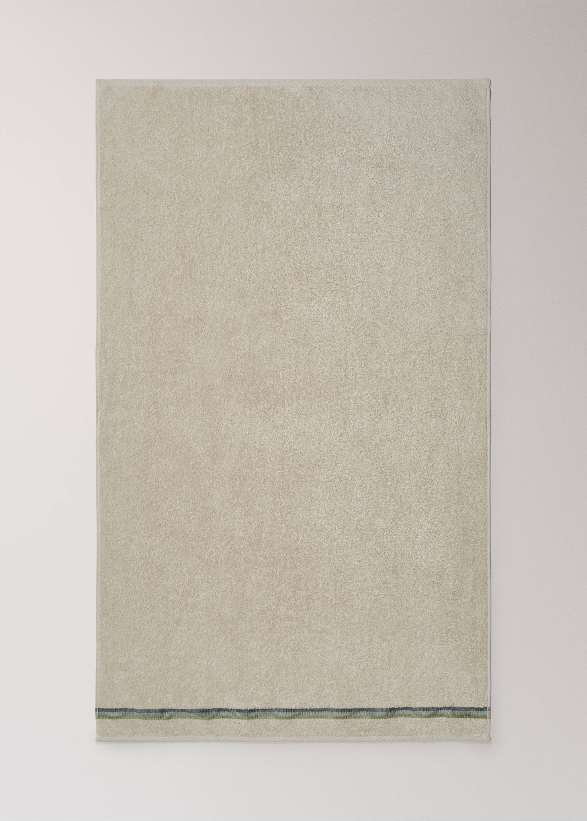 Bath towel with striped trim - Details of the article 3, Aqua Green. Ref: 27001621-00.