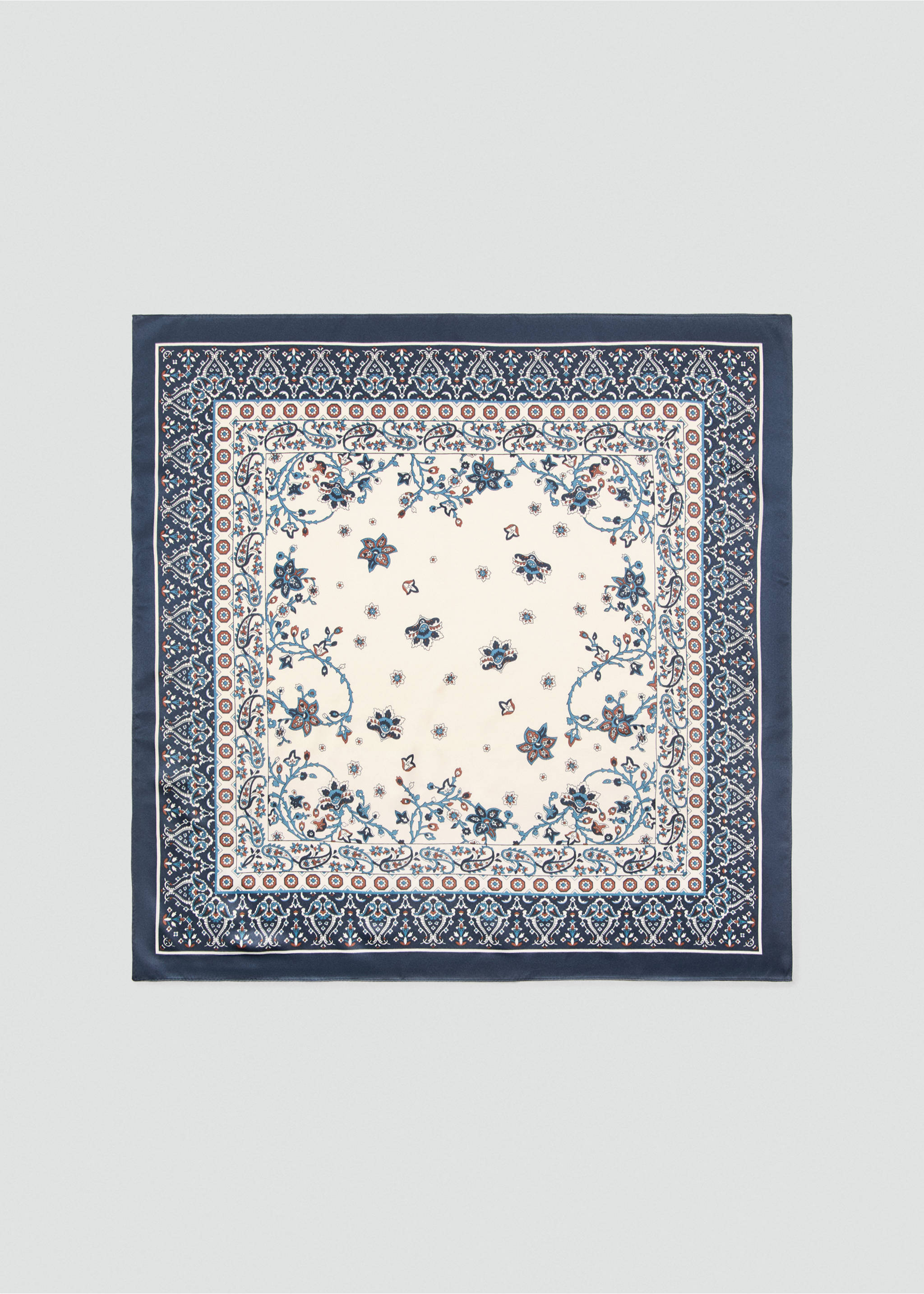 Paisley satin scarf - Article without model, Dark Navy. Ref: 27002009-00.