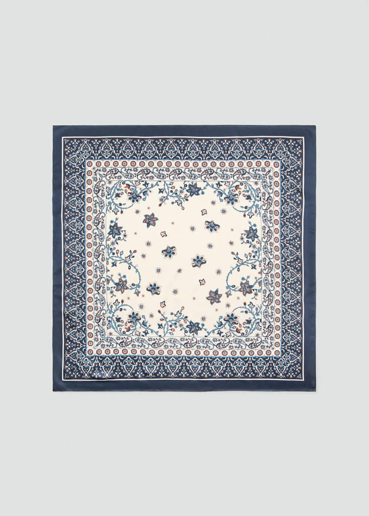Paisley satin scarf — Dark Navy