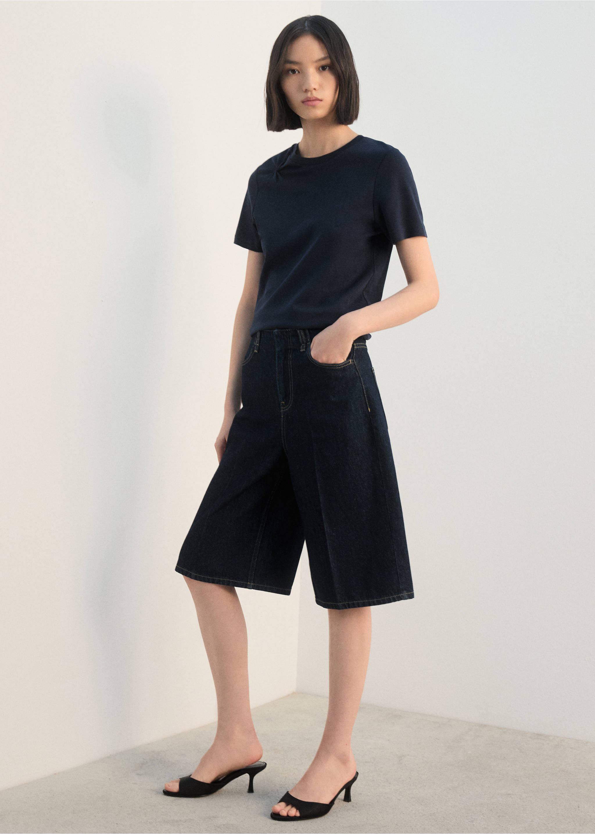 Cotton t-shirt with pucker detail - General plane, Navy. Ref: 27002544-00.