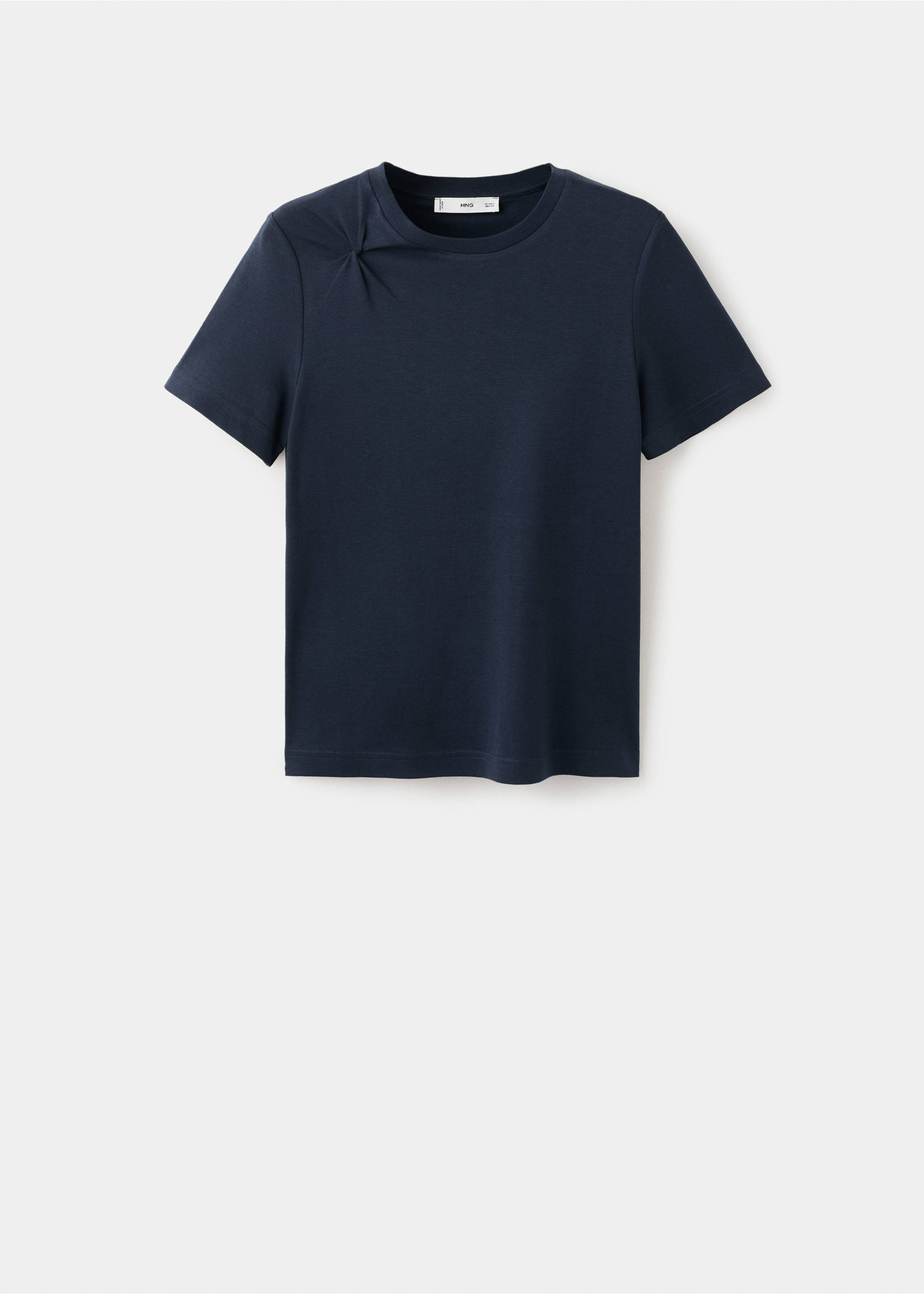 Cotton t-shirt with pucker detail - Article without model, Navy. Ref: 27002544-00.