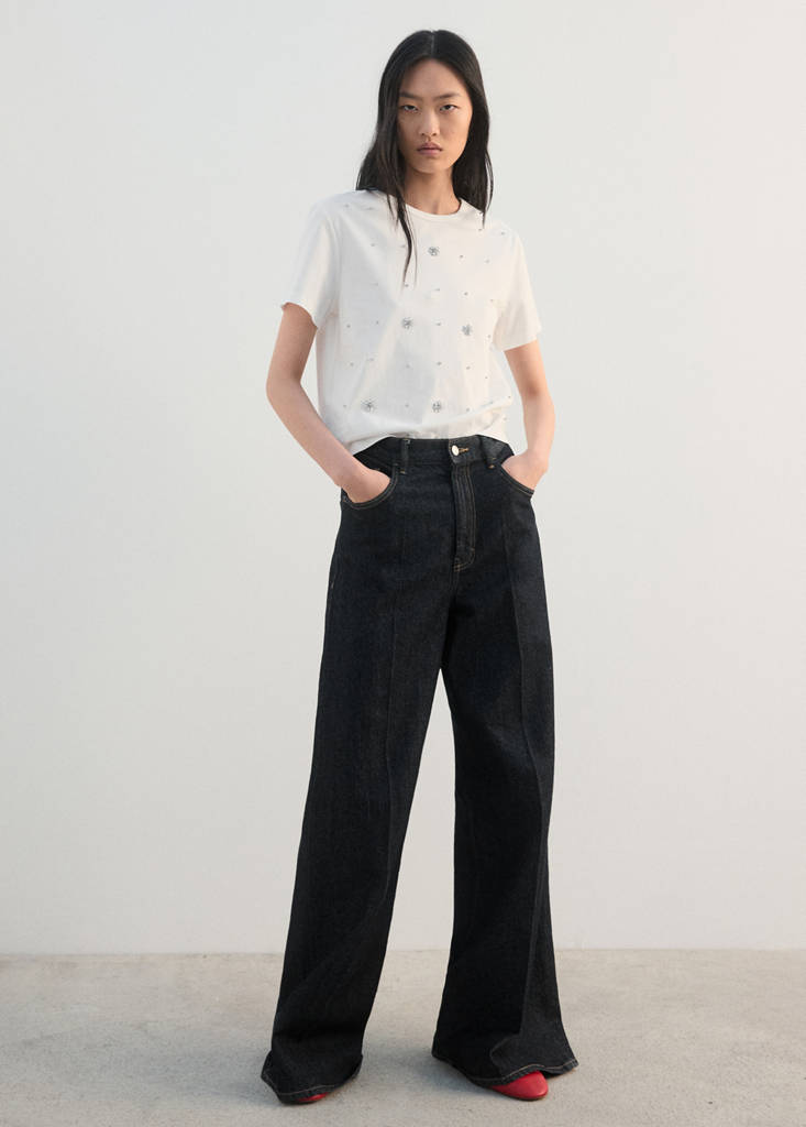 Strass cotton t-shirt — White