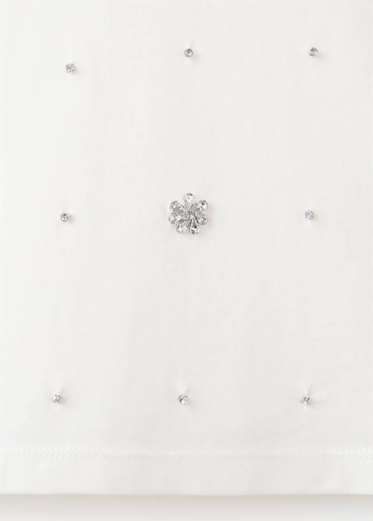 Strass cotton t-shirt — White