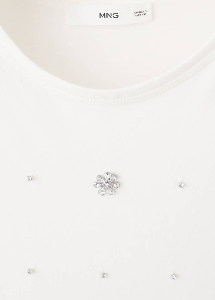 Strass cotton t-shirt — White