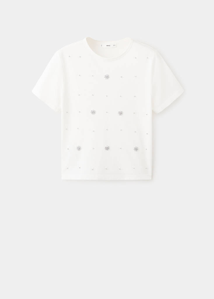 Strass cotton t-shirt — White