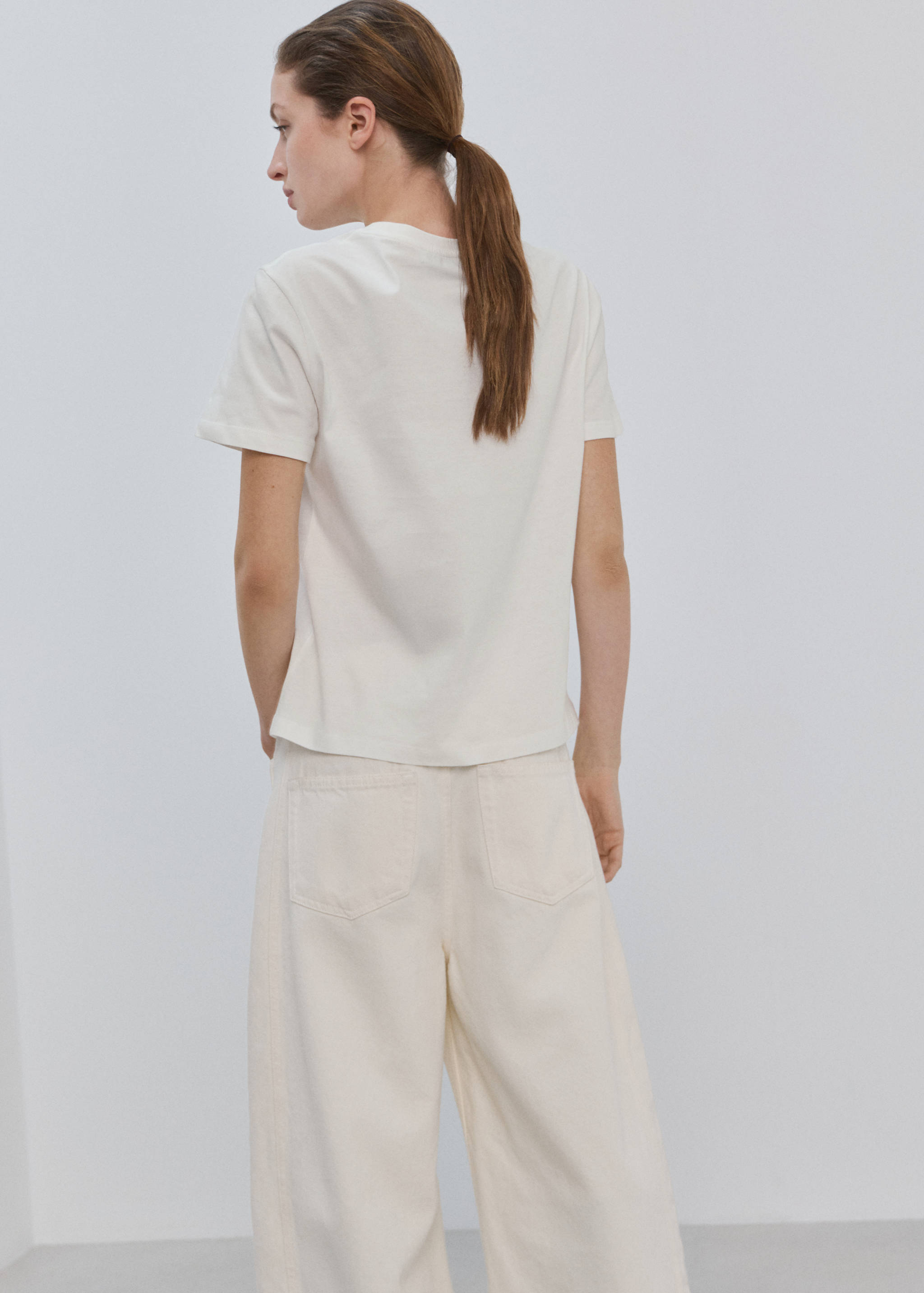 Floral-embroidered cotton t-shirt - Reverse of the article