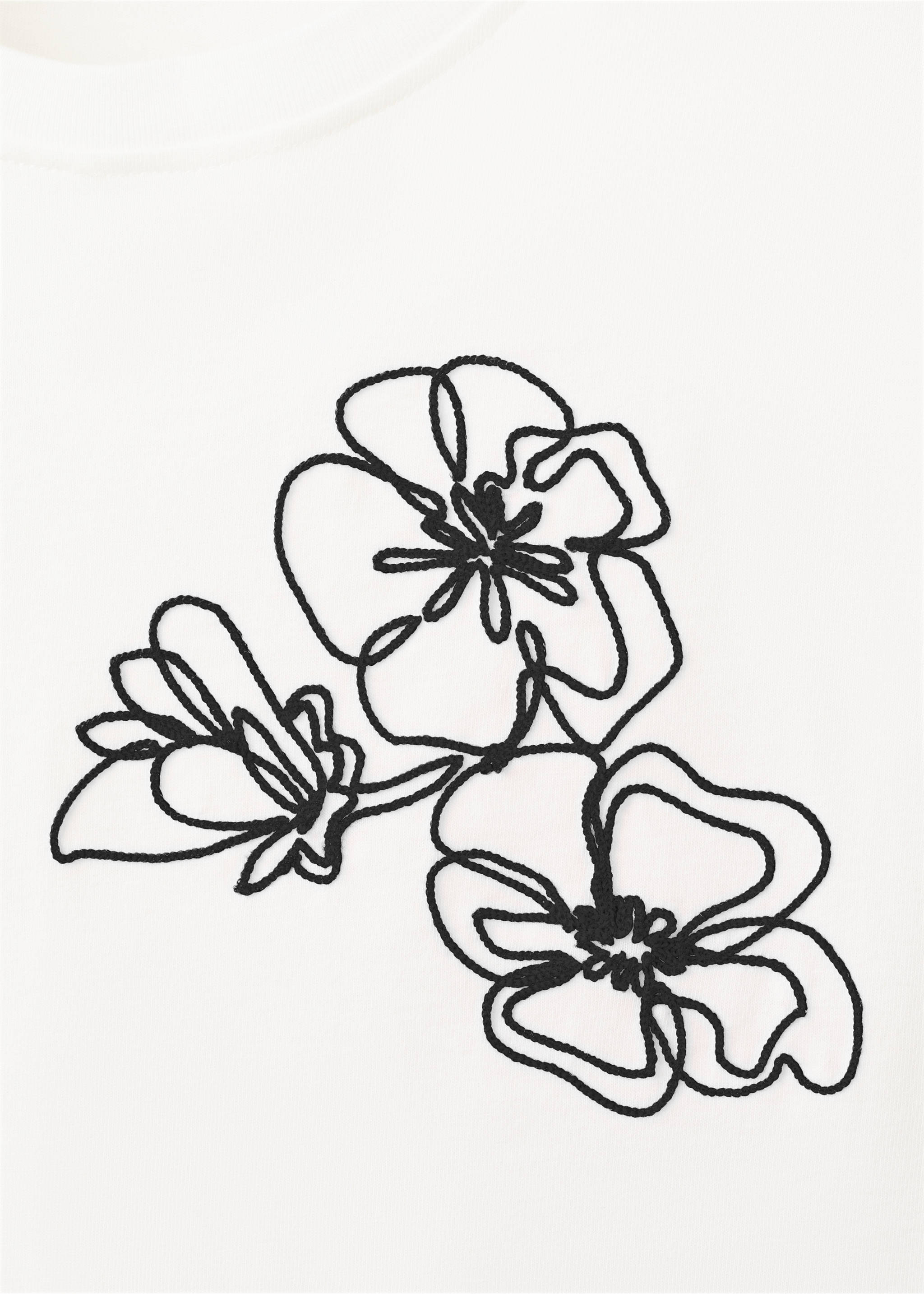 刺绣花卉棉质T恤 - null, 灰白. Ref: 27002548-00.