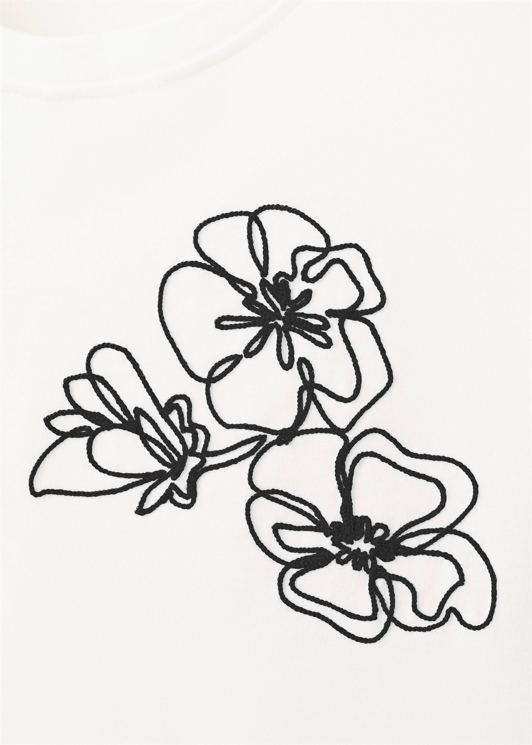 刺绣花卉棉质T恤 - null