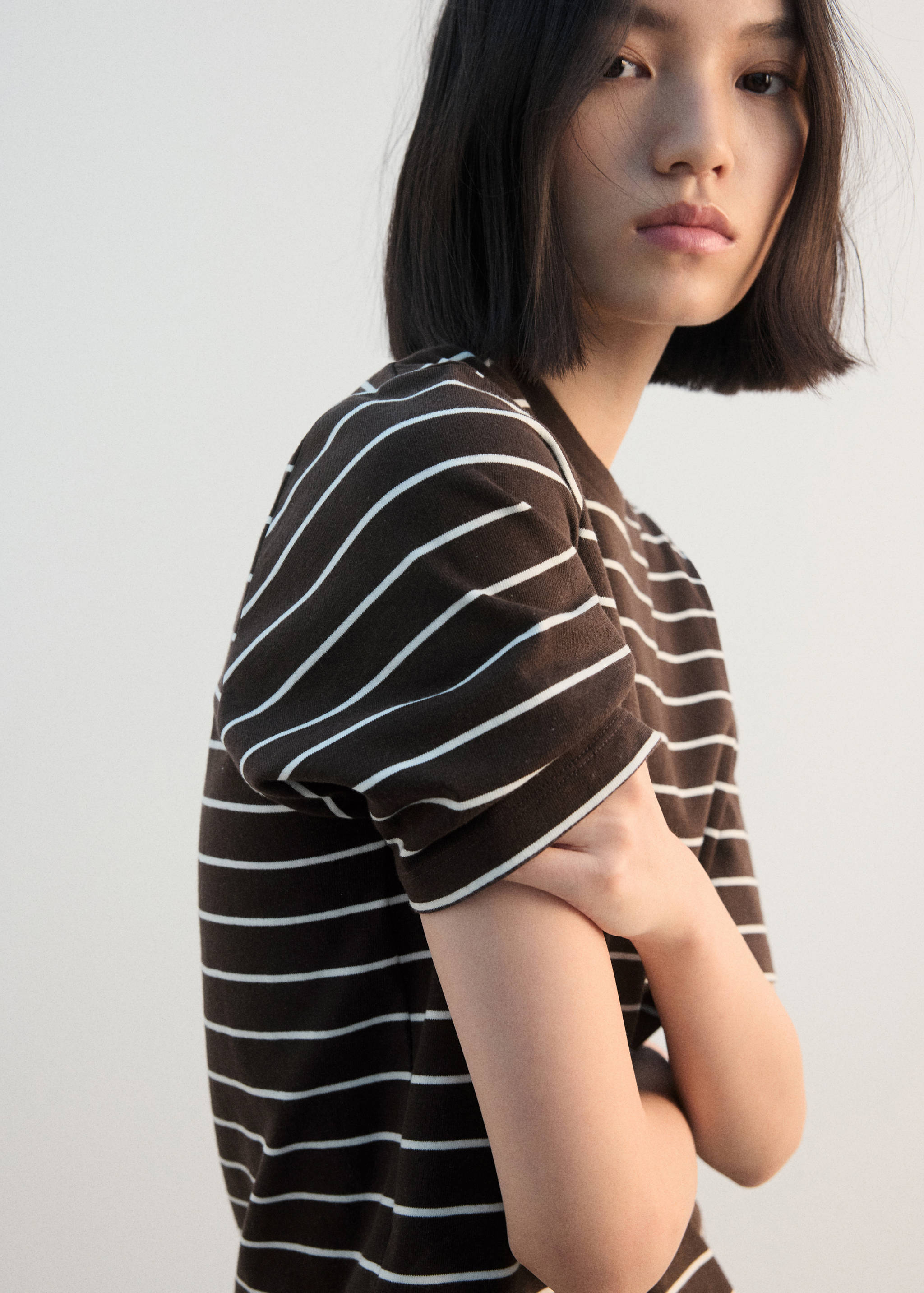 T-shirt coton à rayures - Plan moyen