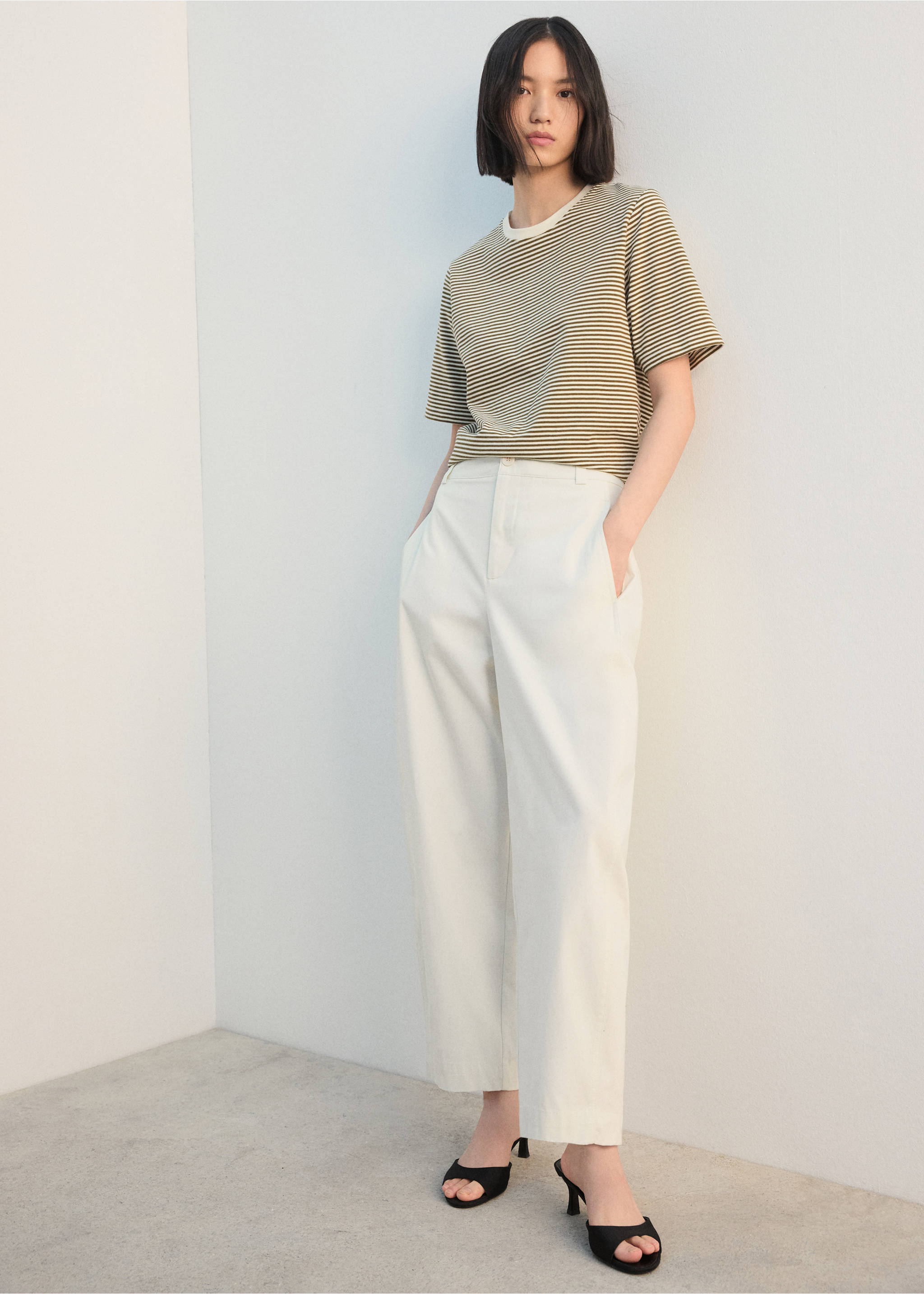 Striped cotton T-shirt - General plane, Pastel Green. Ref: 27002549-00.