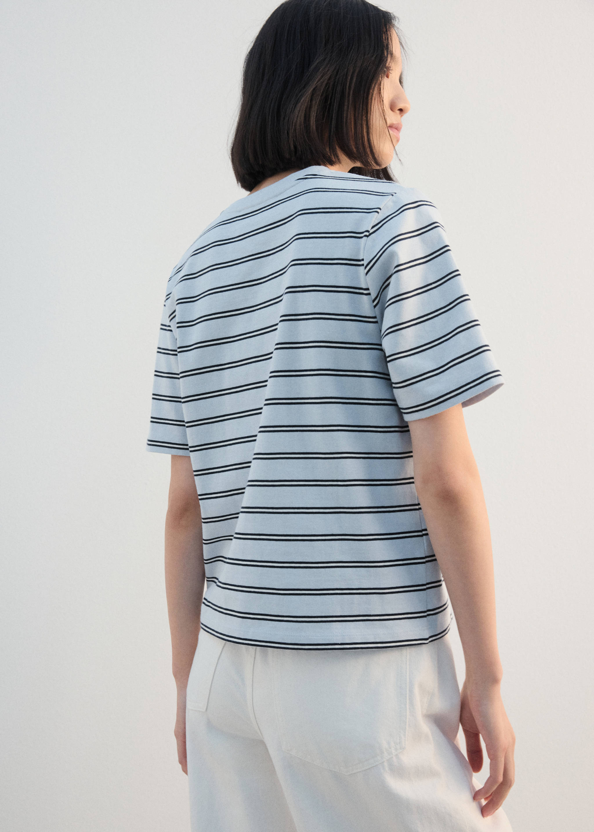 T-shirt coton à rayures - Verso de l’article