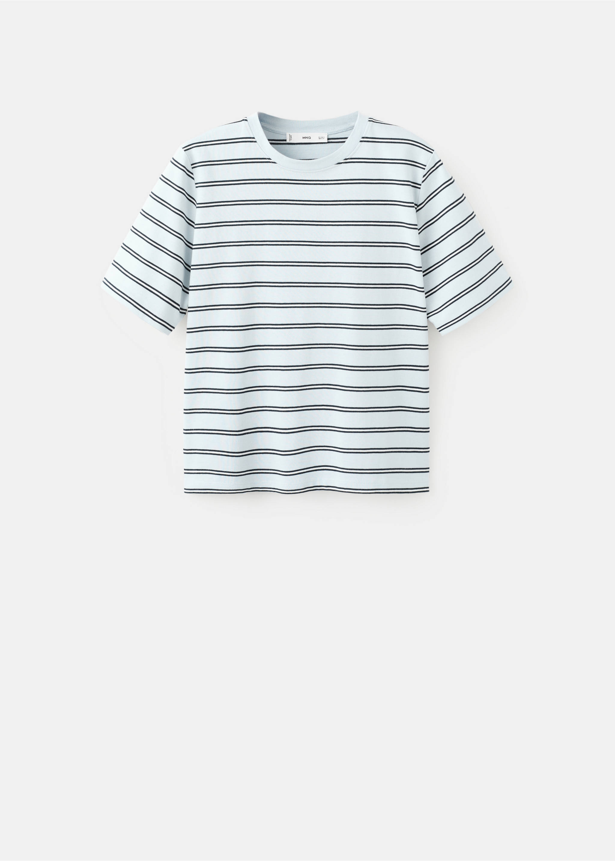 Striped cotton T-shirt - Article without model, Sky Blue. Ref: 27002549-00.