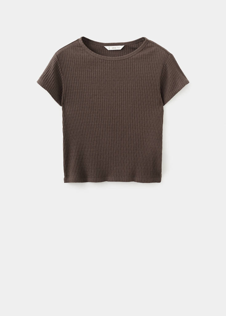 Knitted short-sleeve t-shirt — Brown