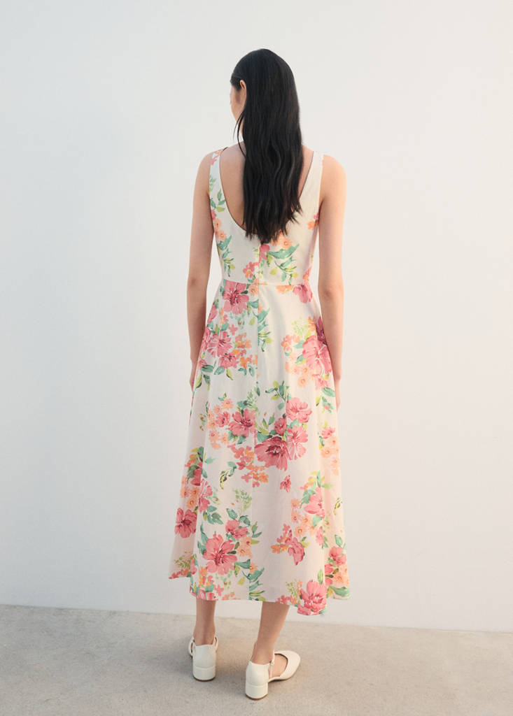 Floral-print flared dress — Off White